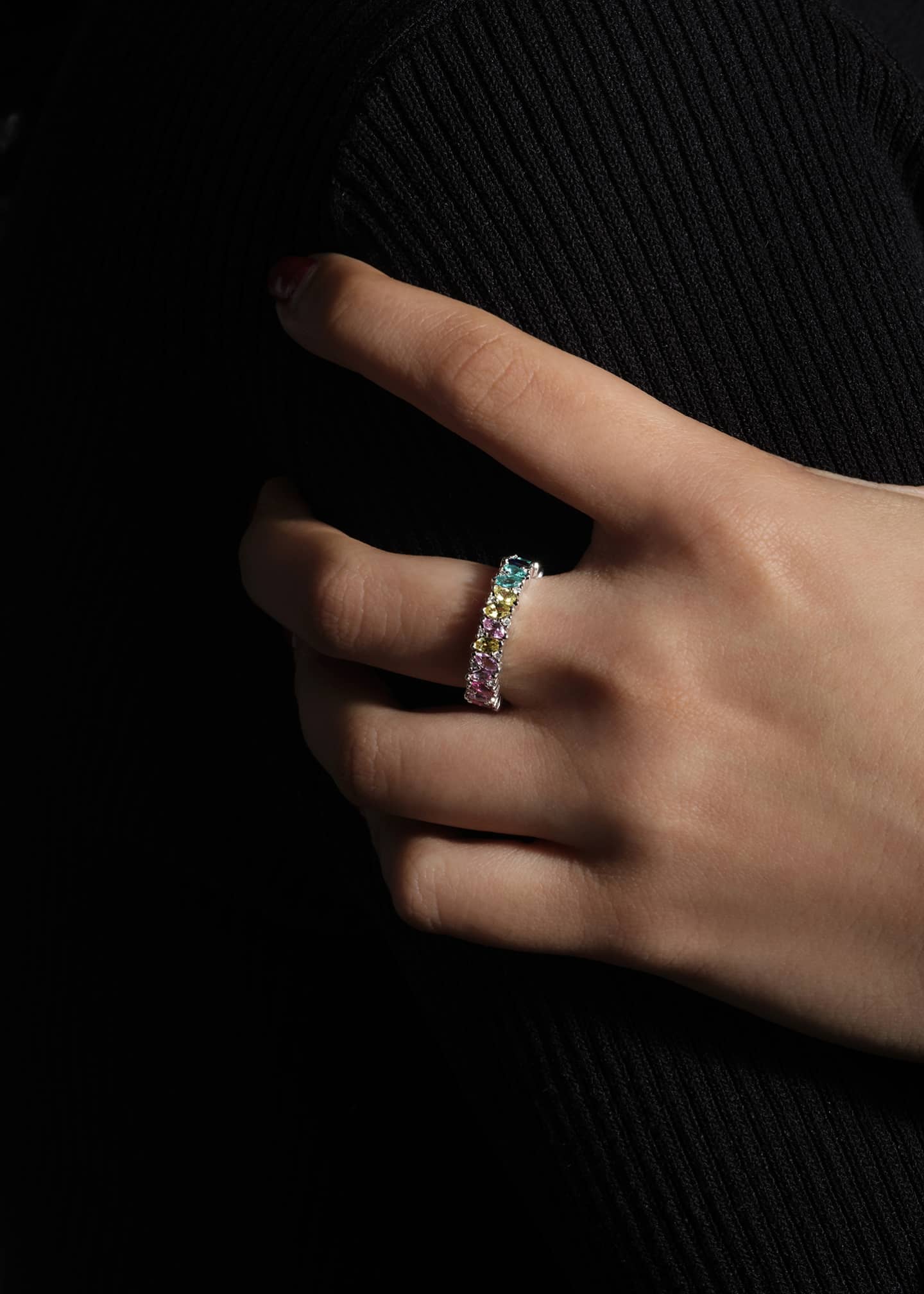Lark & Berry Rainbow Veto Scarlet Ring with Lab Grown Sapphires, Emeralds, Rubies and Cultured Diamonds Image 2 of 3