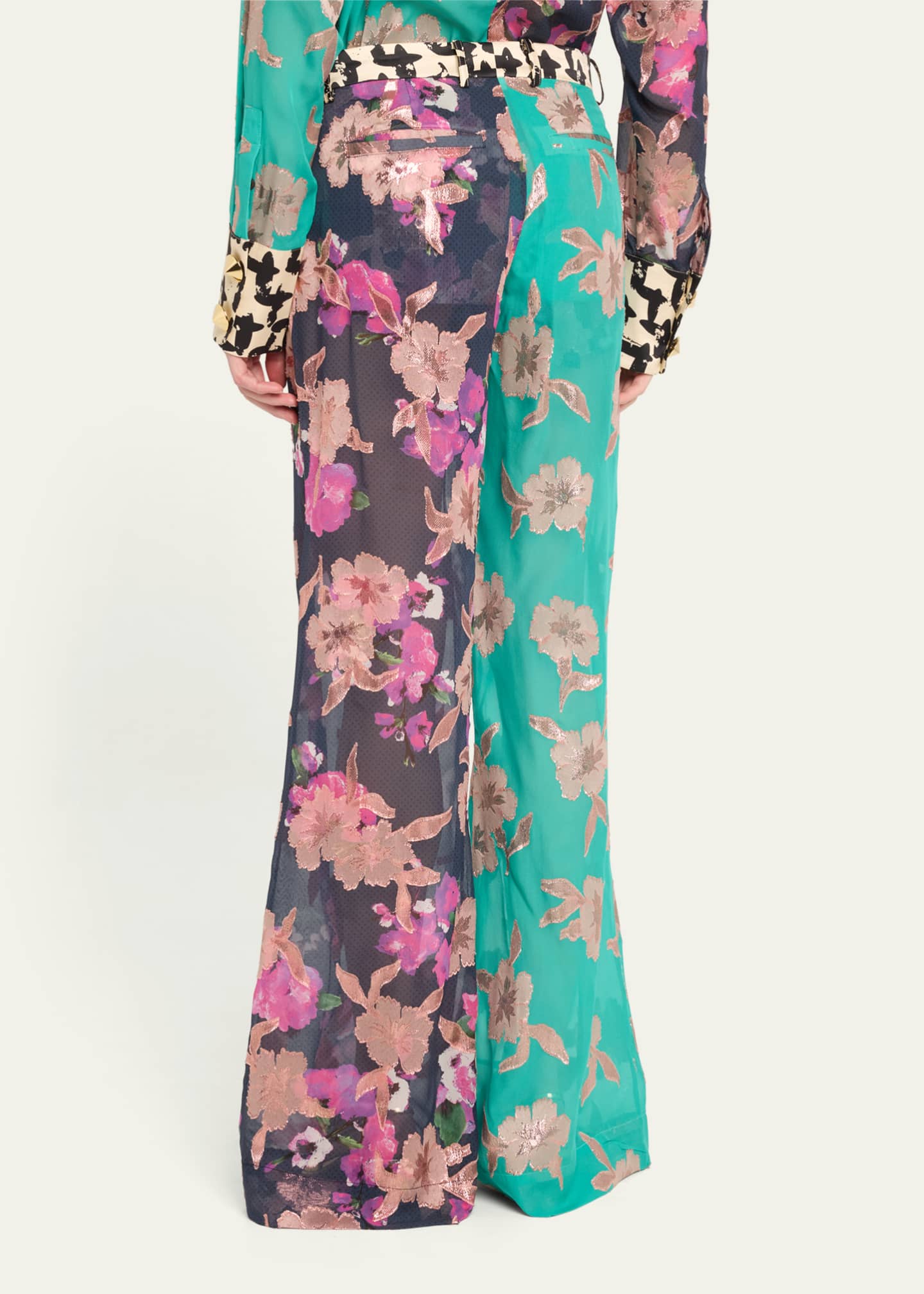 HARBISON Apollo Mixed Print Wide Leg Pants Image 3 of 5