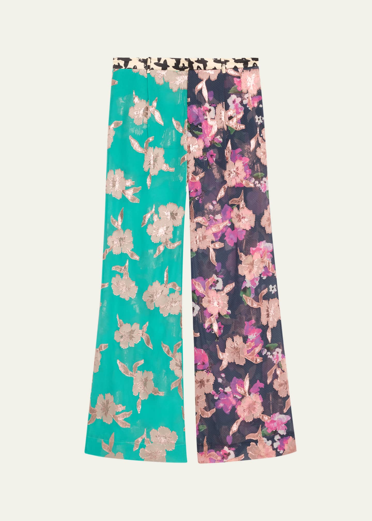 HARBISON Apollo Mixed Print Wide Leg Pants Image 1 of 5