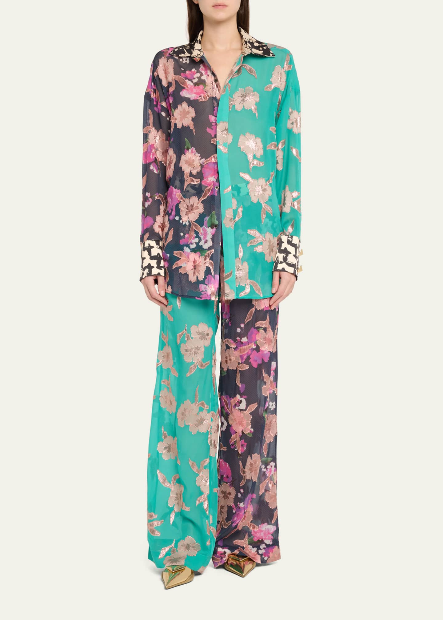 HARBISON Apollo Mixed Print Button Down Shirt Image 2 of 5