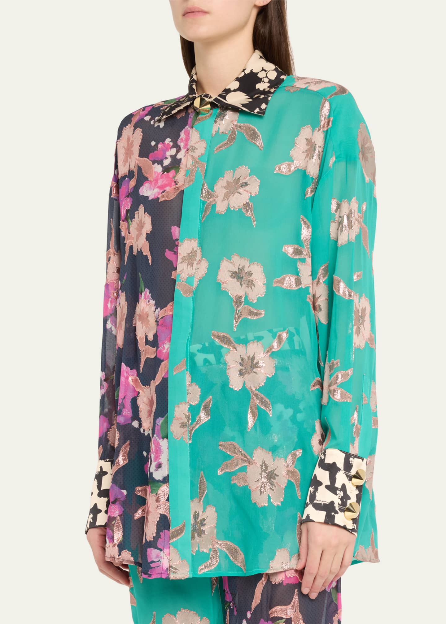 HARBISON Apollo Mixed Print Button Down Shirt Image 4 of 5
