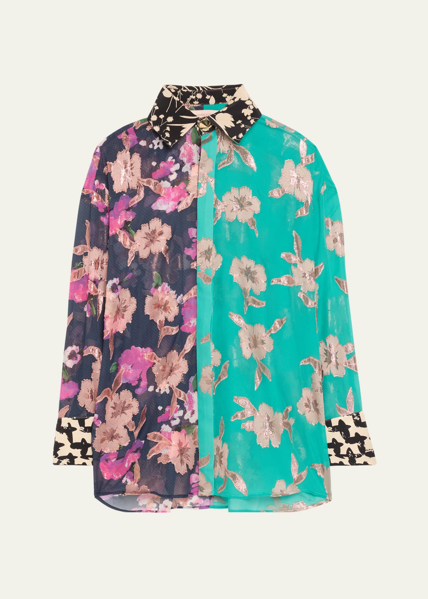 HARBISON Apollo Mixed Print Button Down Shirt Image 1 of 5