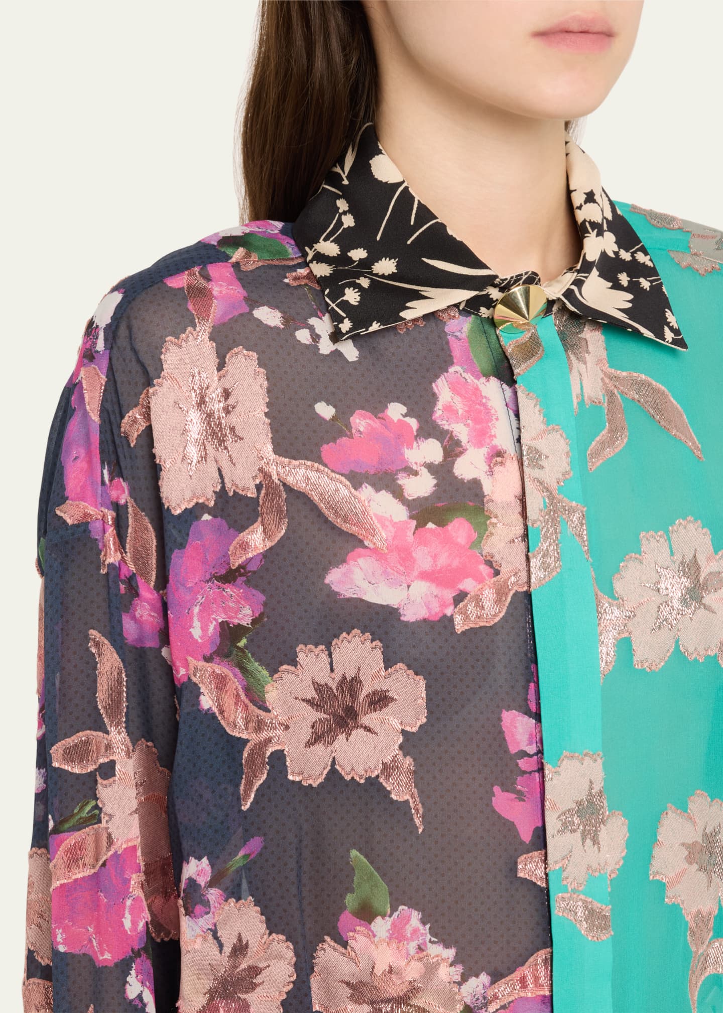 HARBISON Apollo Mixed Print Button Down Shirt Image 5 of 5