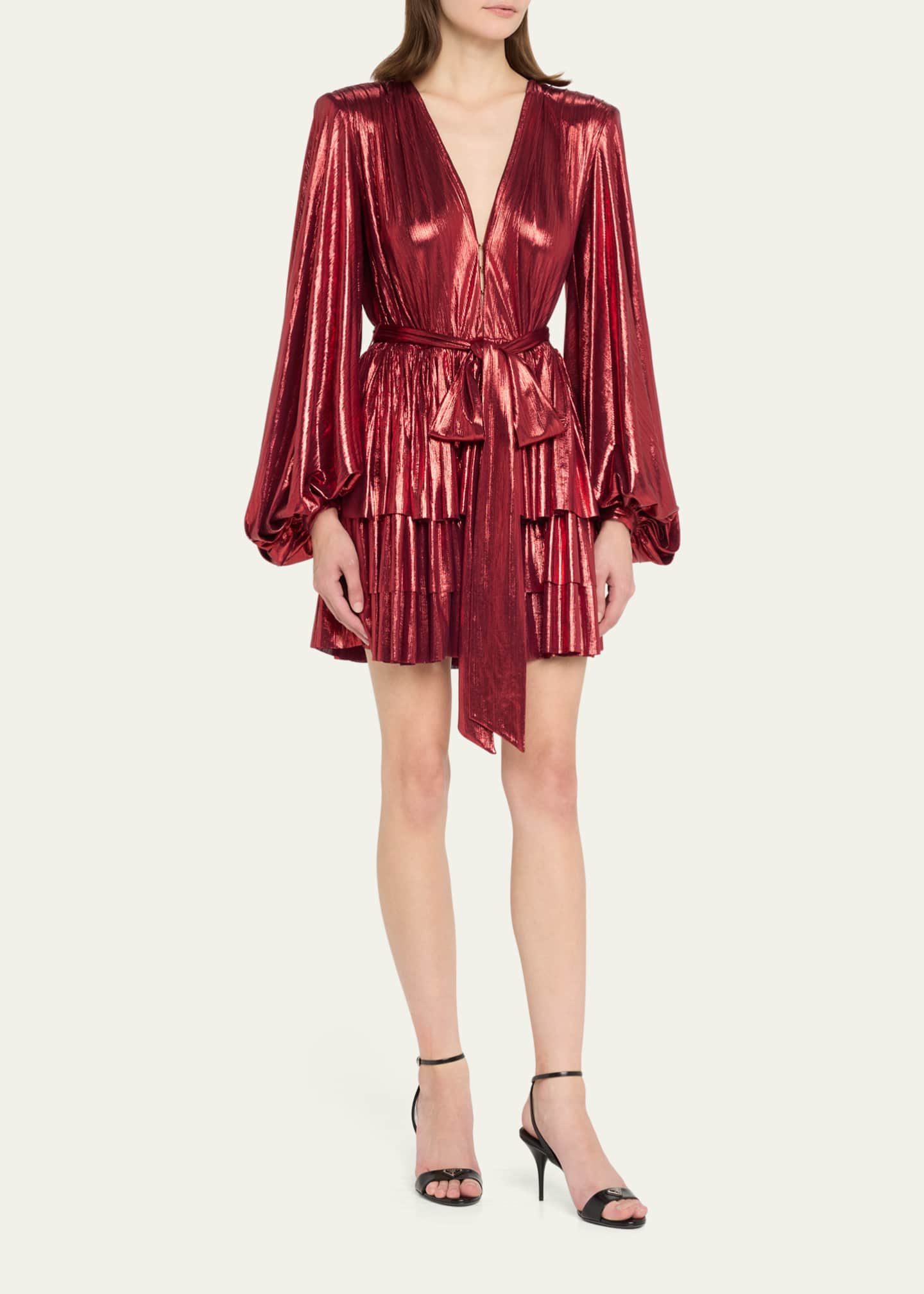 Bronx and Banco Bedouin Tiered Deep V-Neck Mini Dress - Bergdorf Goodman