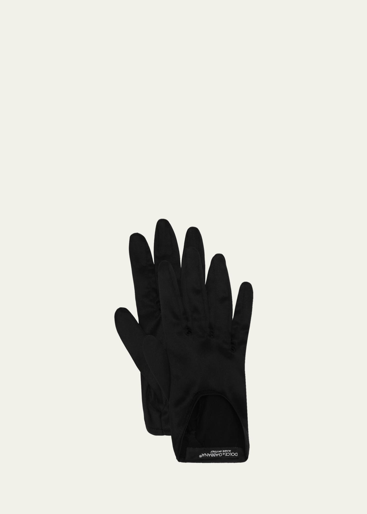 Dolce&Gabbana Cut-Out Satin Classic Gloves With Logo Strap