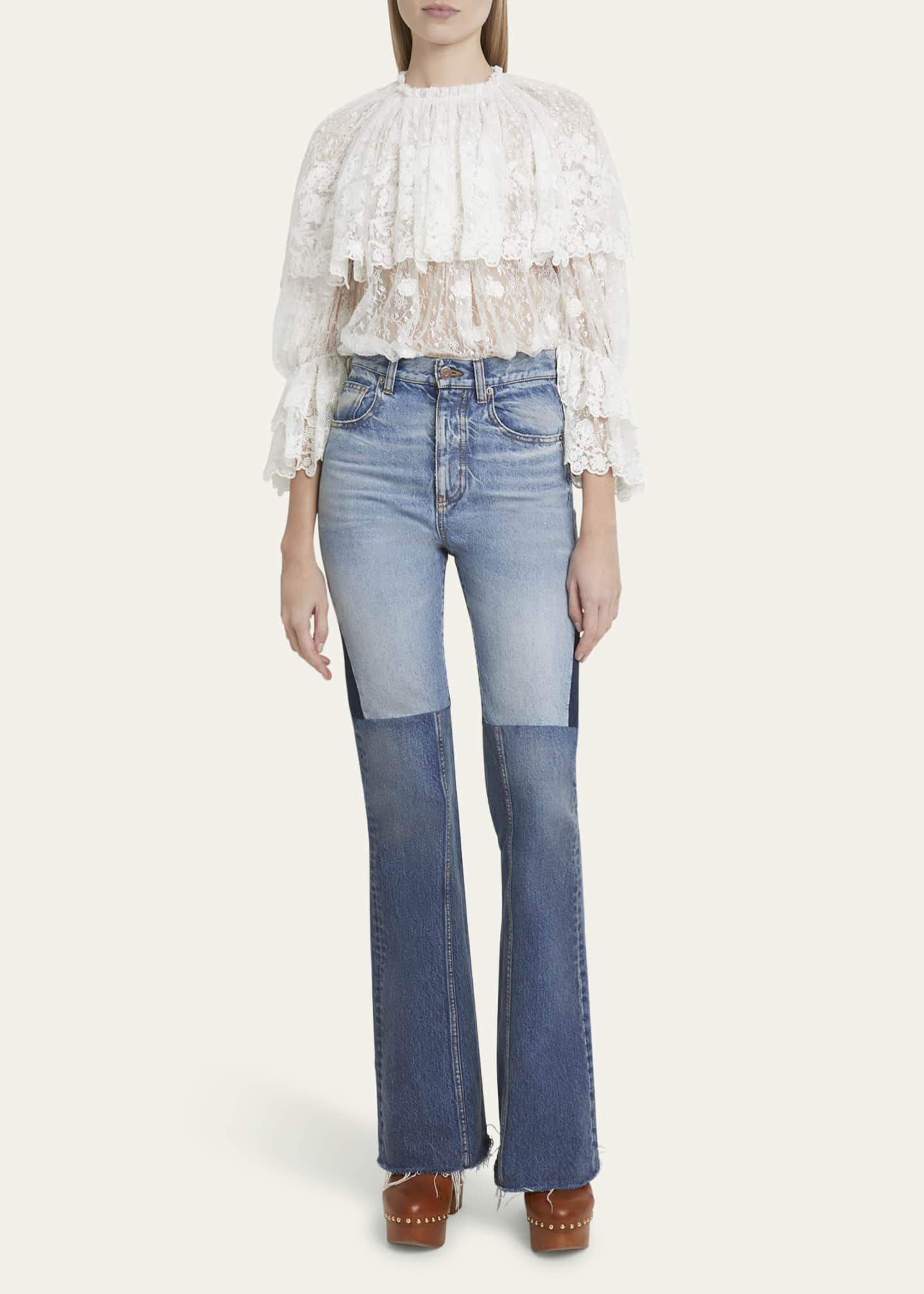 Chloe Ruffled Floral Lace Top - Bergdorf Goodman