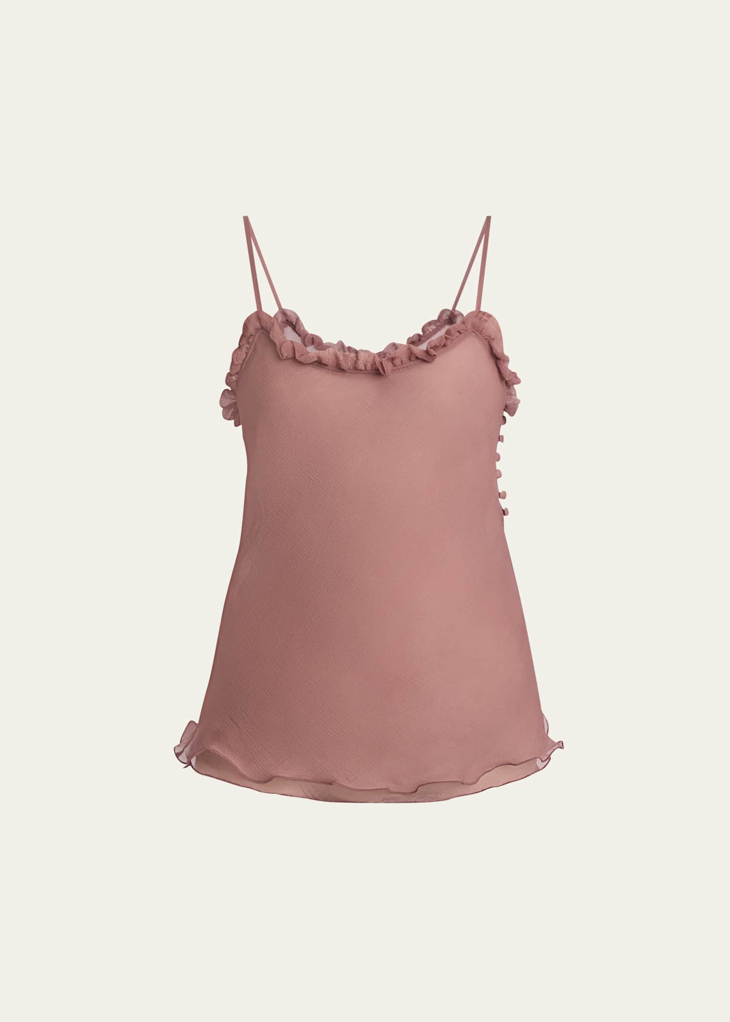 【返品?交換対象商品】 Chloe Lingerie Tulle Ruffle-Trim Silk Camisole - Bergdorf トップス