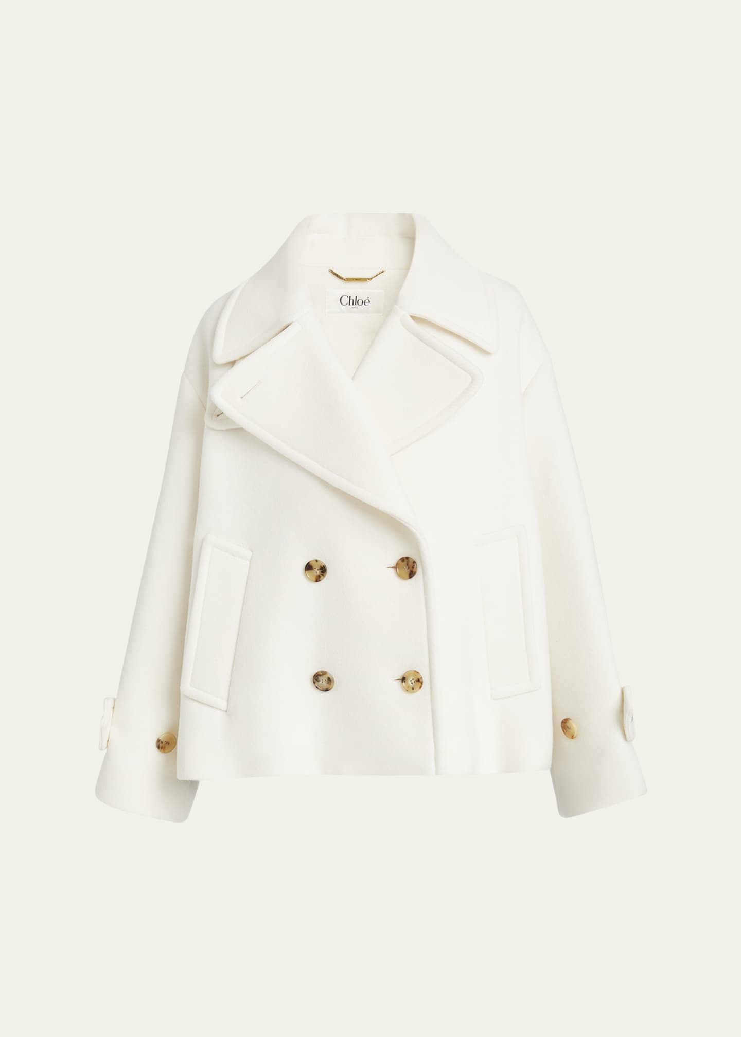コート Chloe' Virgin Wool Blend Peacoat Chloé Pea Coat In Double Wool Crêpe | Chloé KG