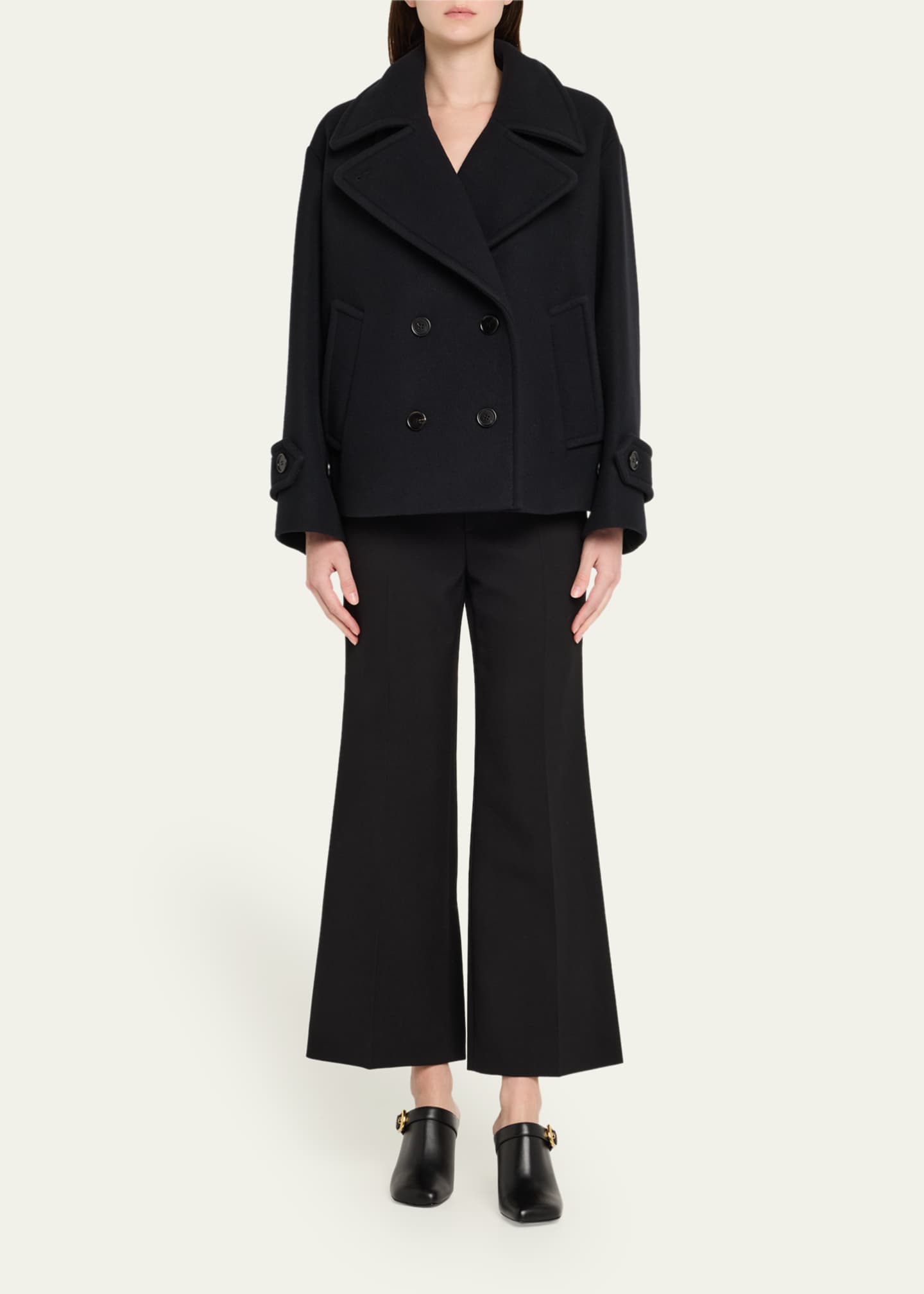 Chloe Double-Breasted Soft Wool Pea Coat Image 2 of 5