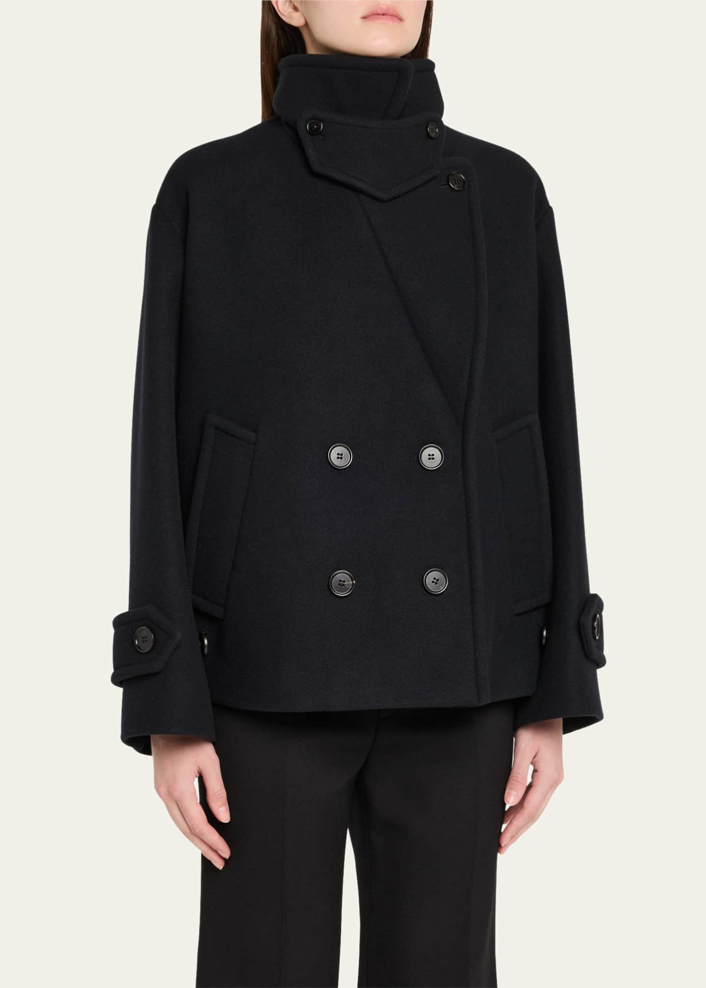 Chloe Double-Breasted Soft Wool Pea Coat Image 4 of 5