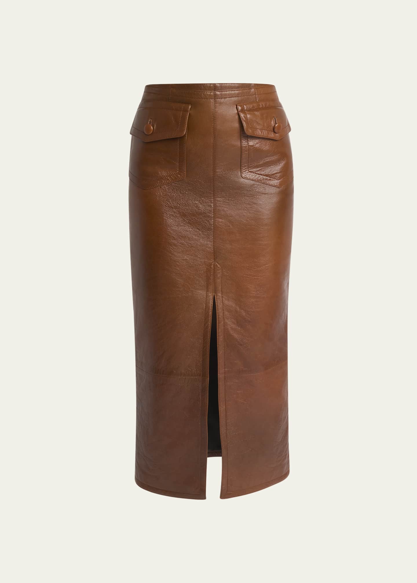 Chloe Glossy Leather Midi Skirt - Bergdorf Goodman