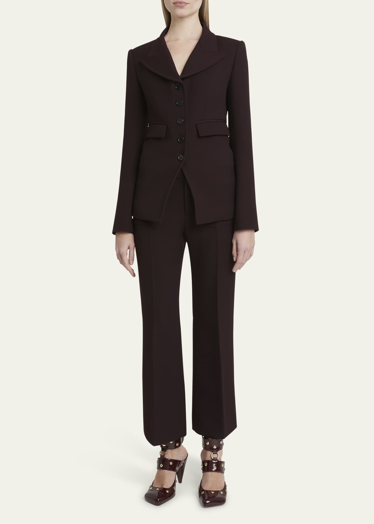 Chloe Flared Crop Cavalry Wool Trousers Image 2 of 5