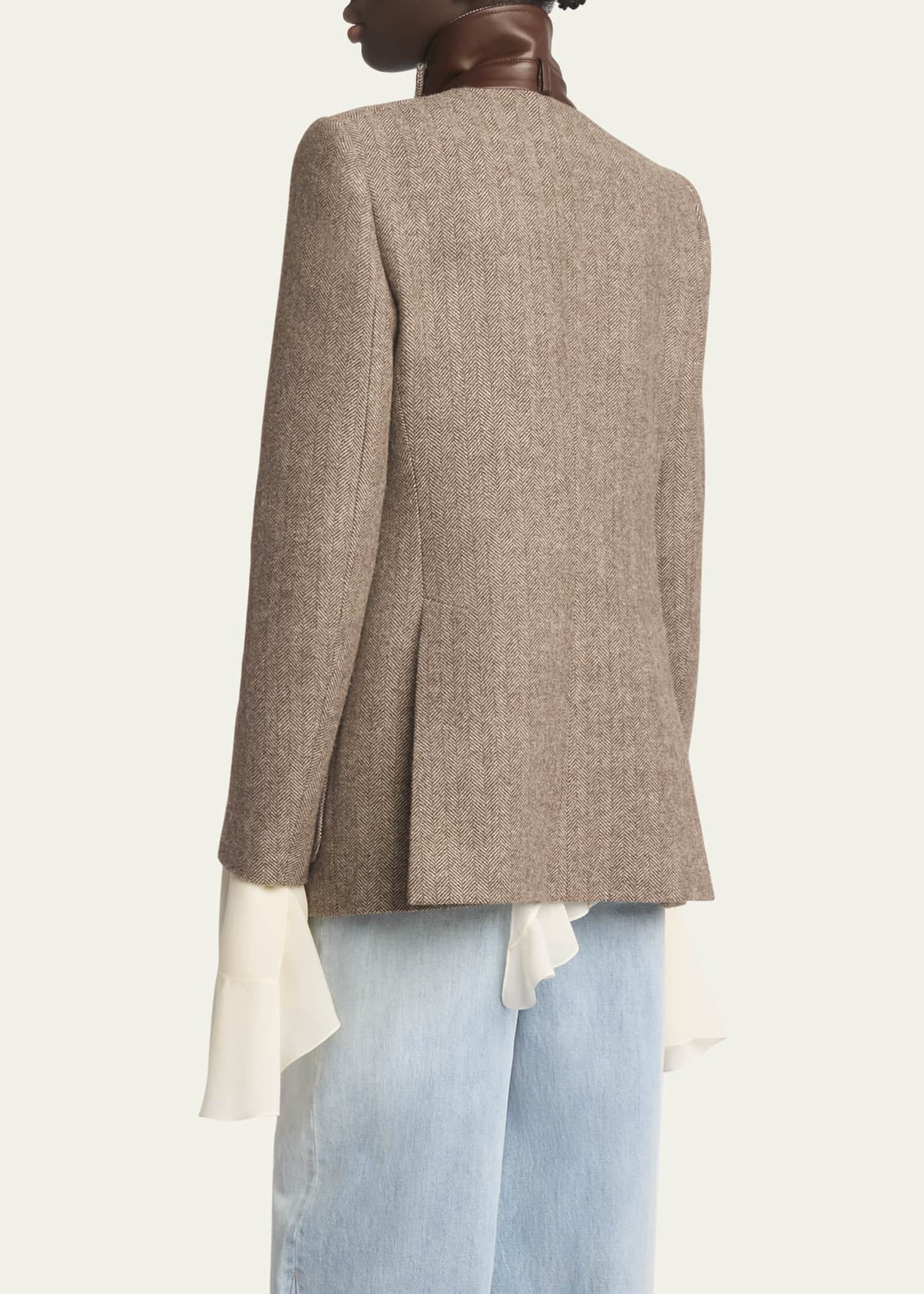CHLOE | HERRINGBONE WOOL LONG OFFICER JACKET ジャケット Chloé Long Officer Jacket In Herringbone Wool | Chloé US