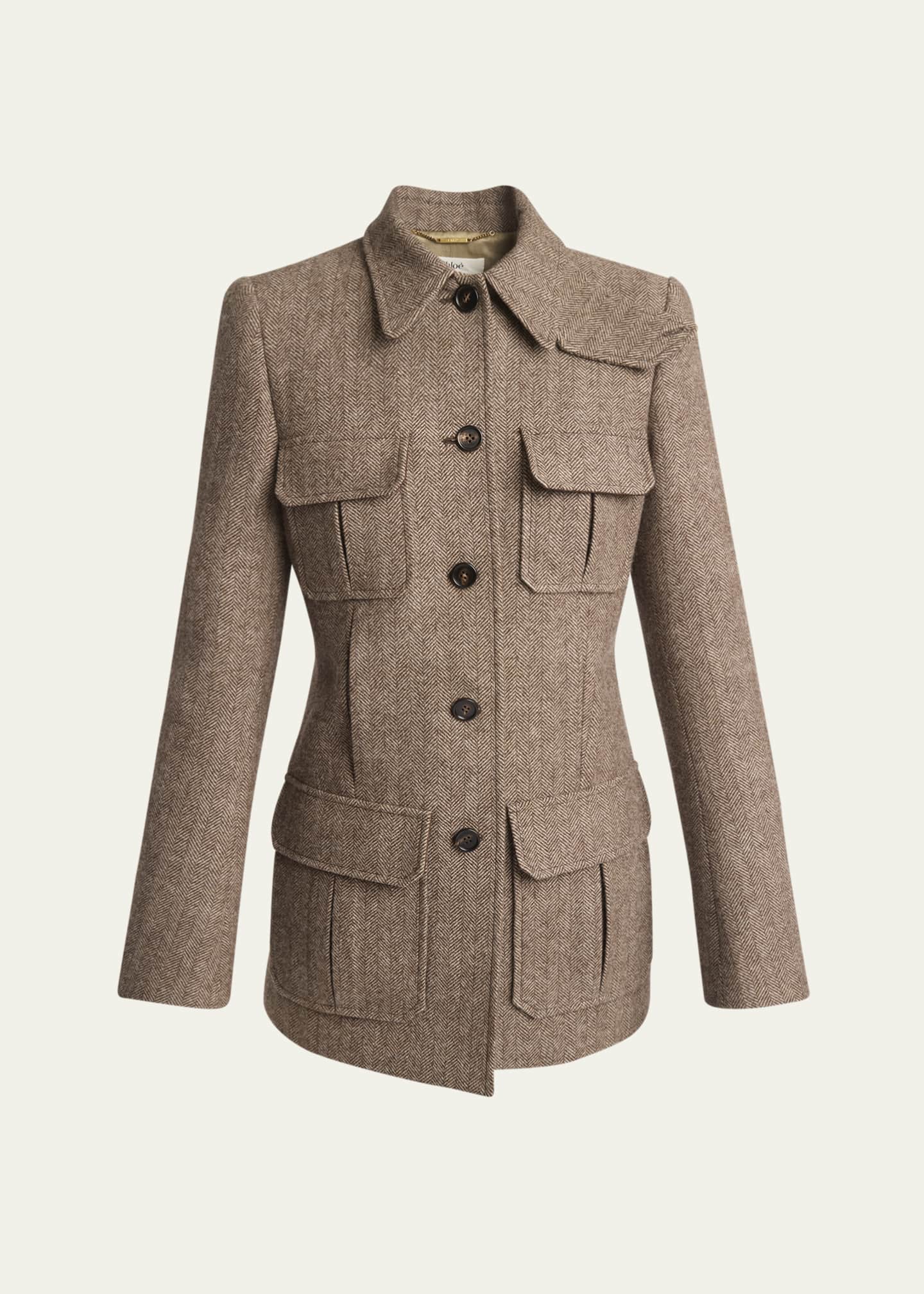 Herringbone Wool Jacket ベージュ 36 anuke Chloe Herringbone Boyish Wool Jacket - Bergdorf Goodman