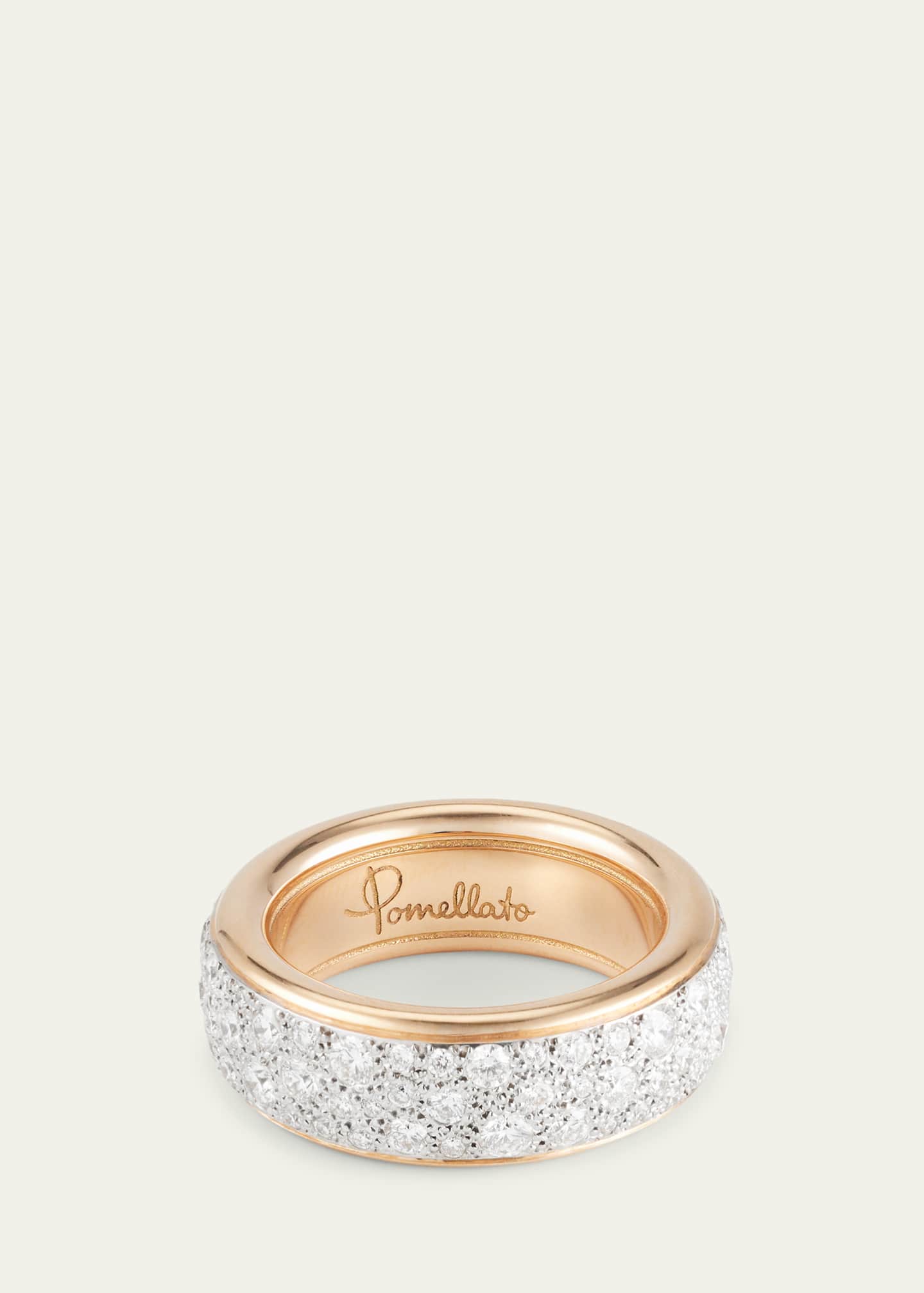 Pomellato Iconica 18K Rose Gold Small Diamond Pave Band Ring Image 3 of 4