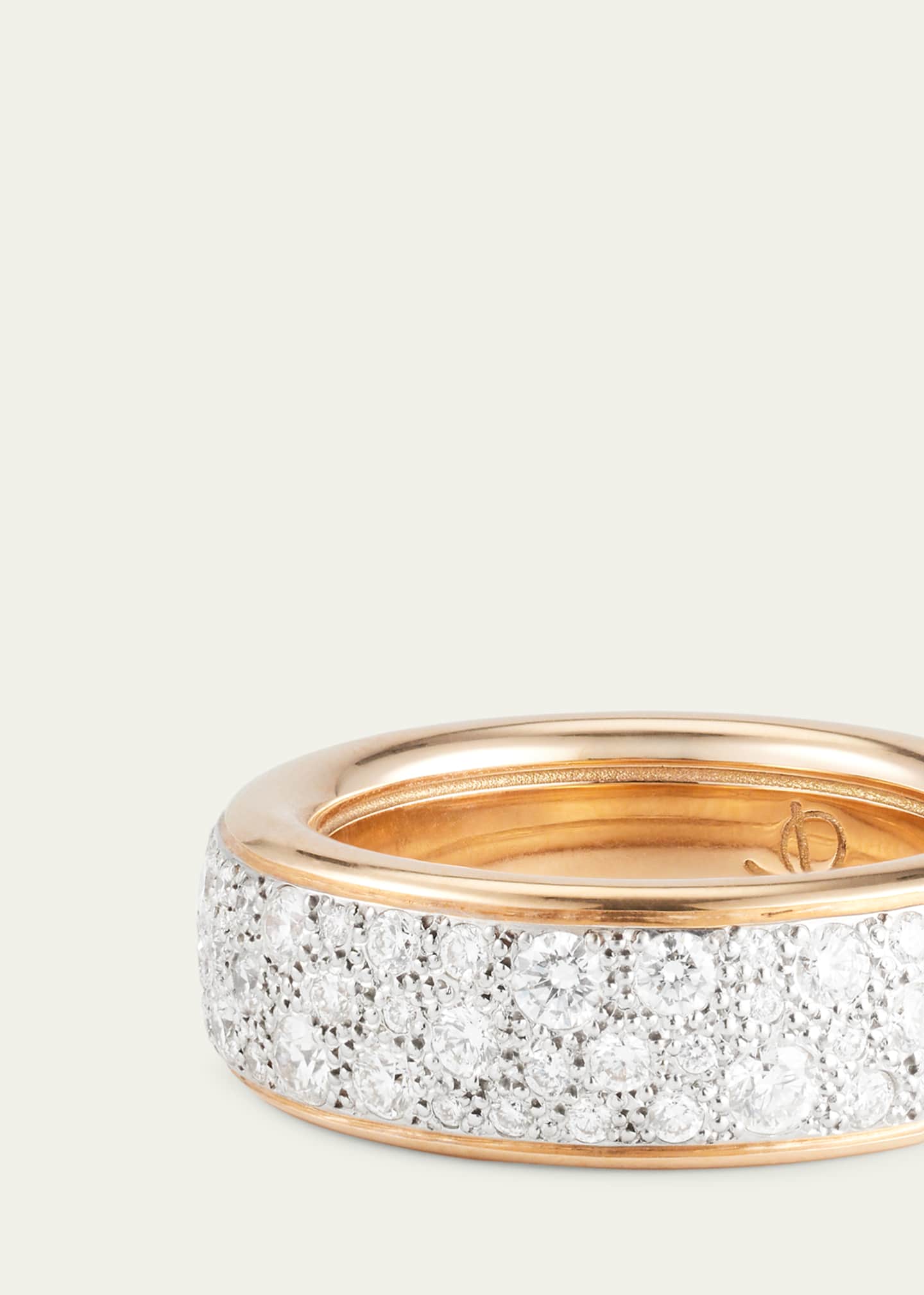 Pomellato Iconica 18K Rose Gold Small Diamond Pave Band Ring Image 4 of 4