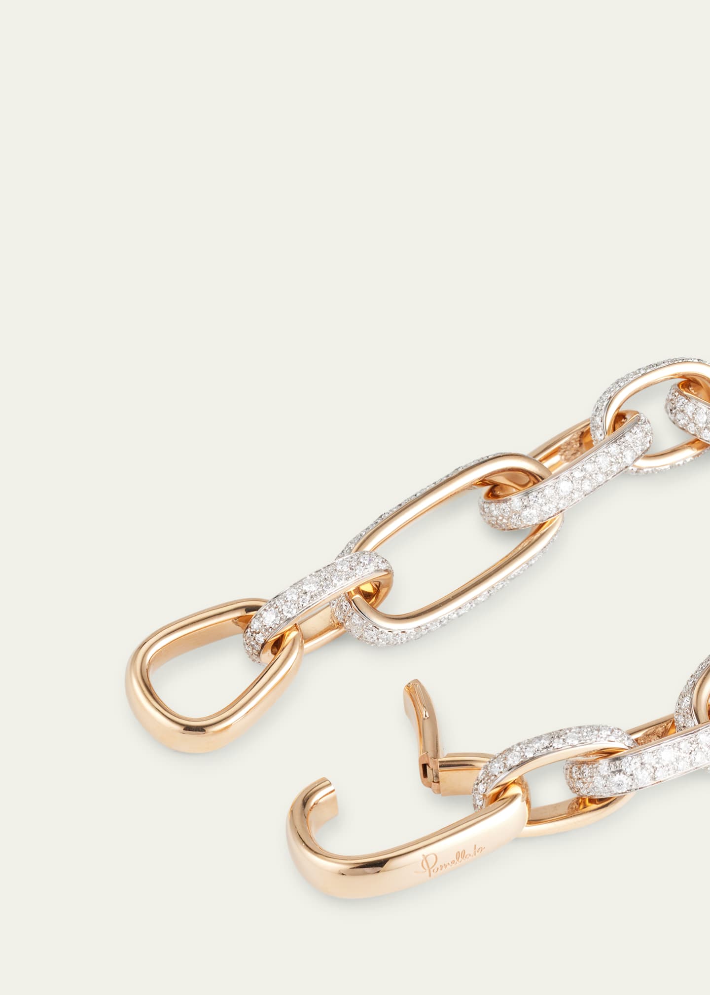 Pomellato Iconica 18K Rose Gold Diamond Full Pave Slim Link Bracelet Image 4 of 4