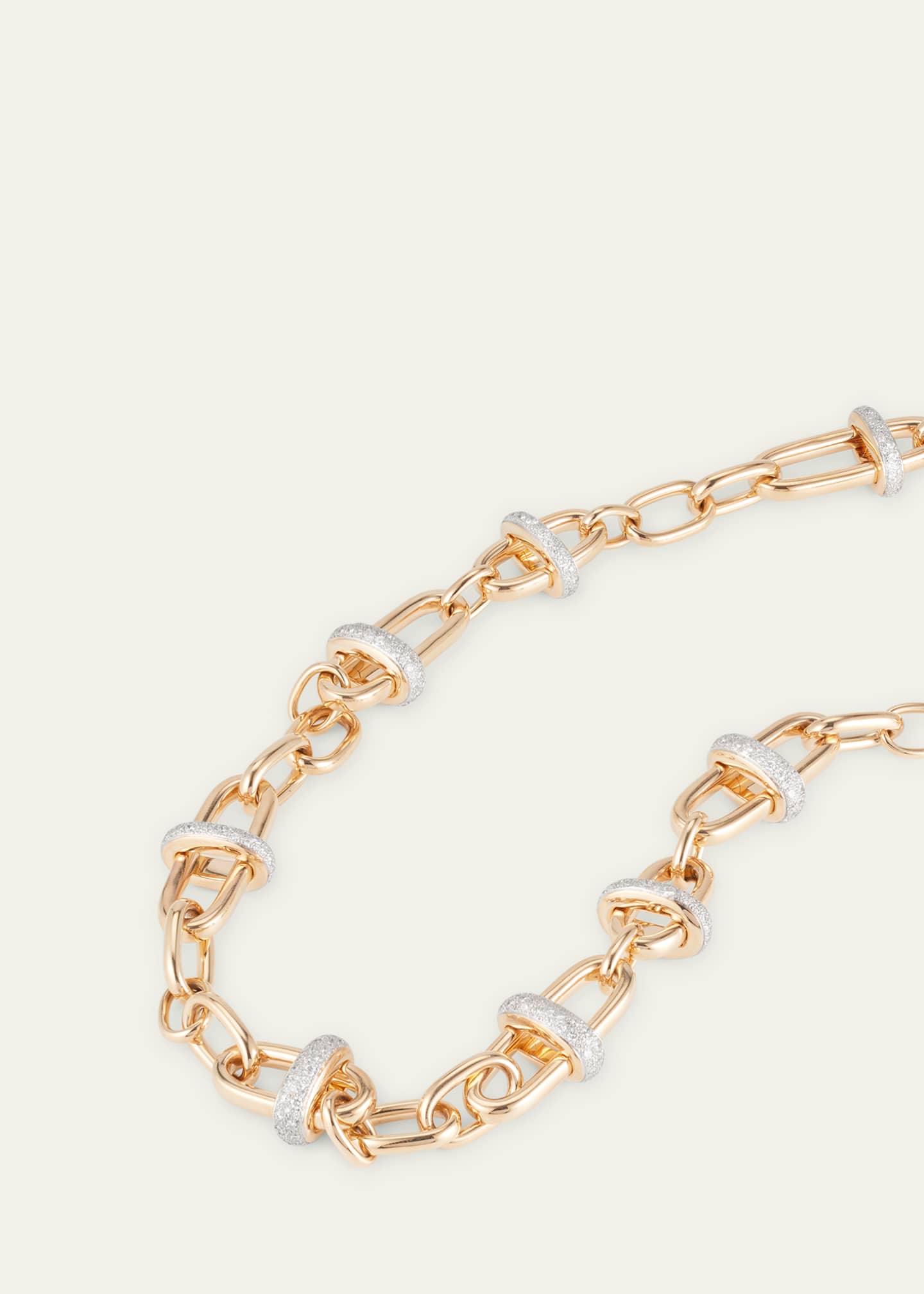 Pomellato Iconica 18K Rose Gold Diamond Cross Bar Link Necklace Image 3 of 4