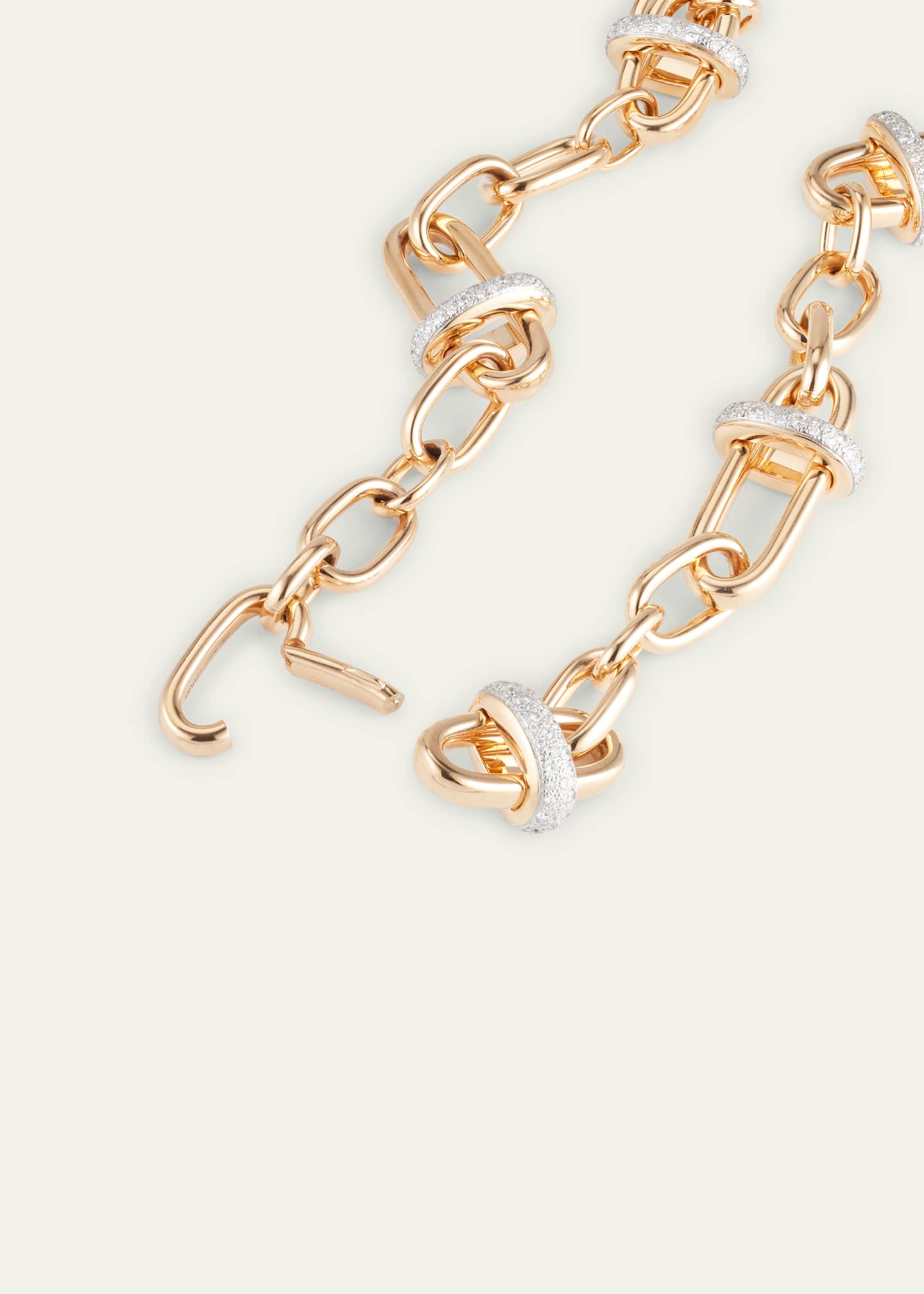 Pomellato Iconica 18K Rose Gold Diamond Cross Bar Link Necklace Image 4 of 4