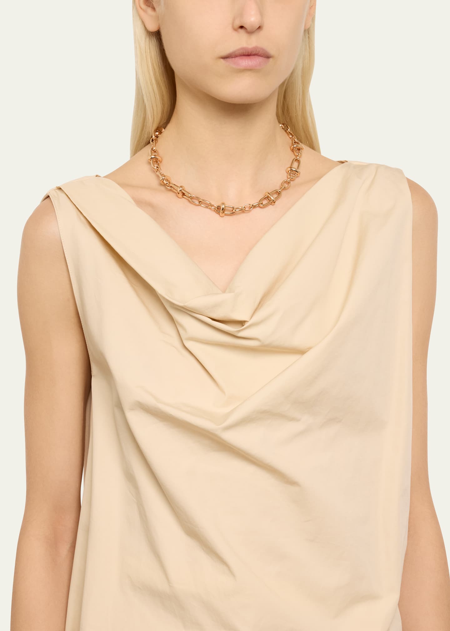 Pomellato Iconica 18K Rose Gold Cross Bar Link Necklace Image 2 of 4