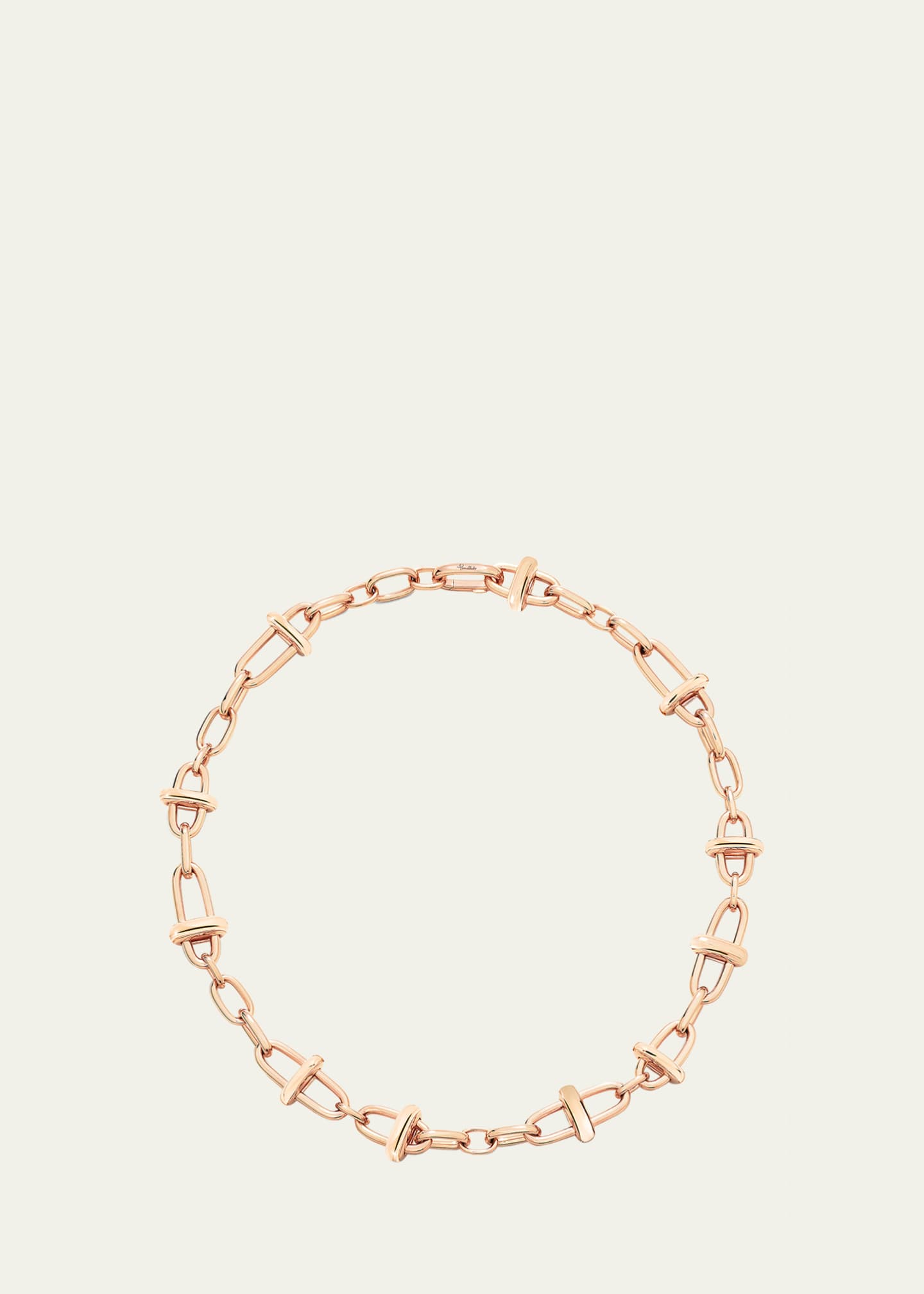 Pomellato Iconica 18K Rose Gold Cross Bar Link Necklace Image 1 of 4