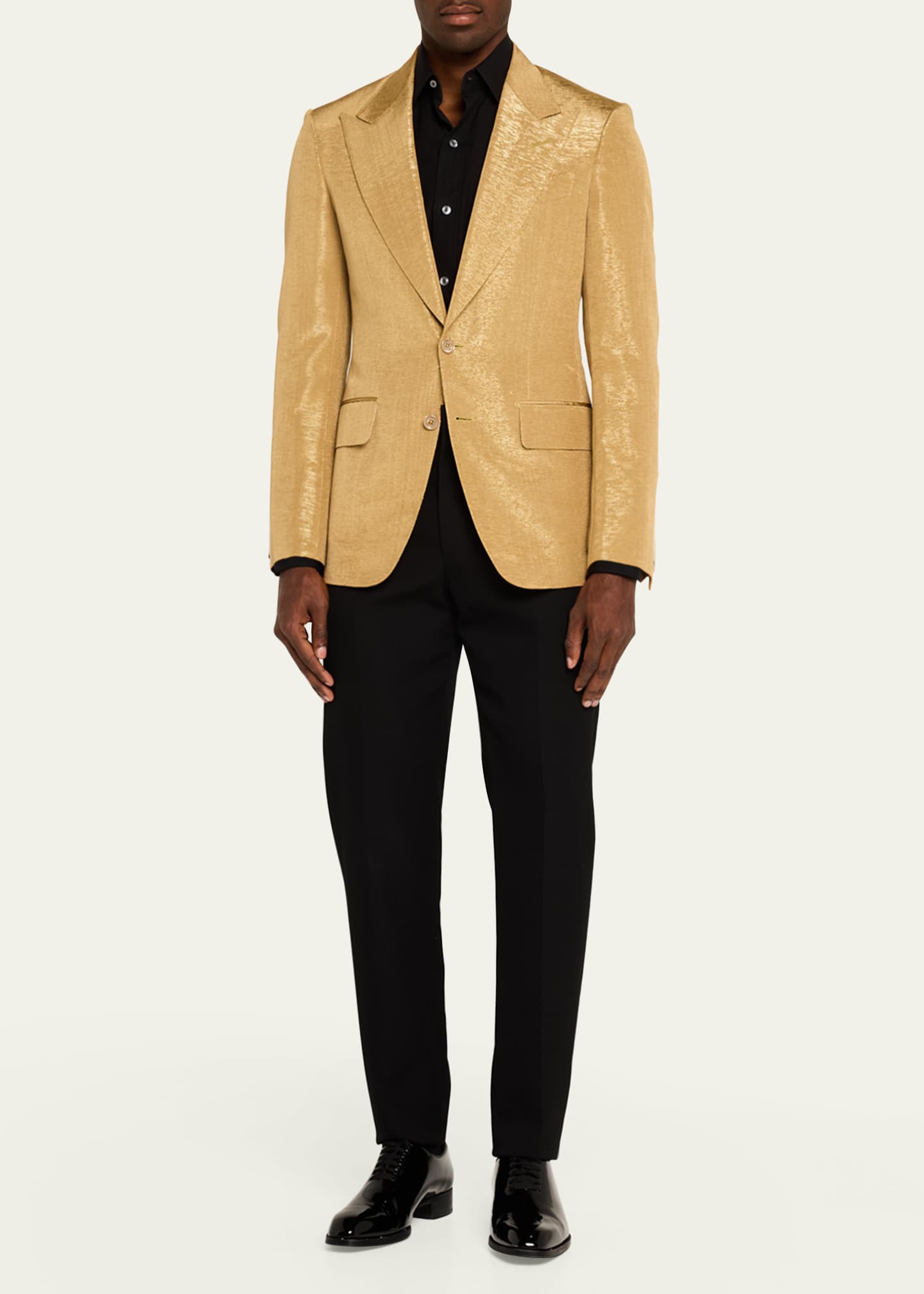 TOM FORD Men's Shelton Metallic Slub Moire Cocktail Jacket Image 2 of 5