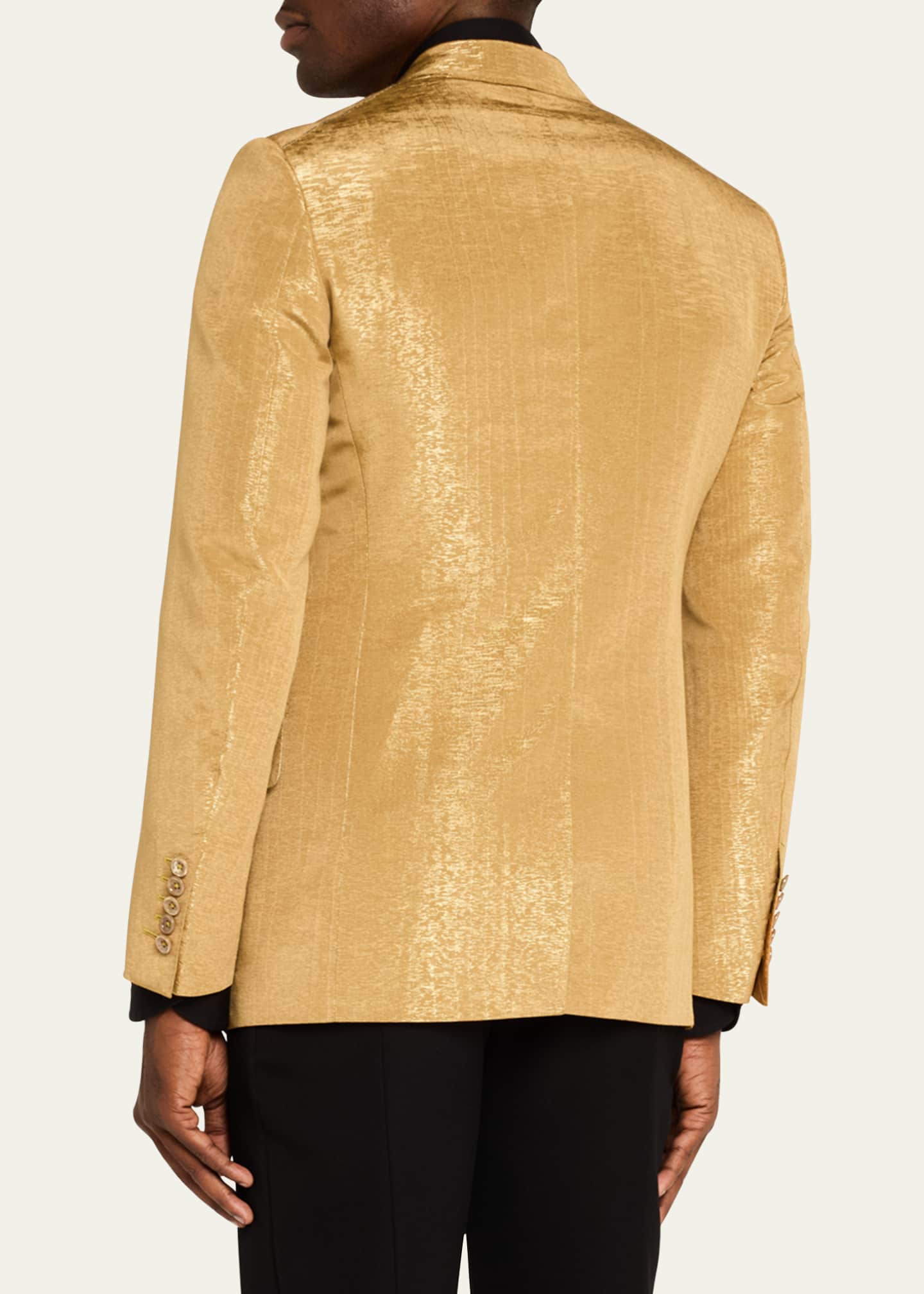 TOM FORD Men's Shelton Metallic Slub Moire Cocktail Jacket Image 3 of 5