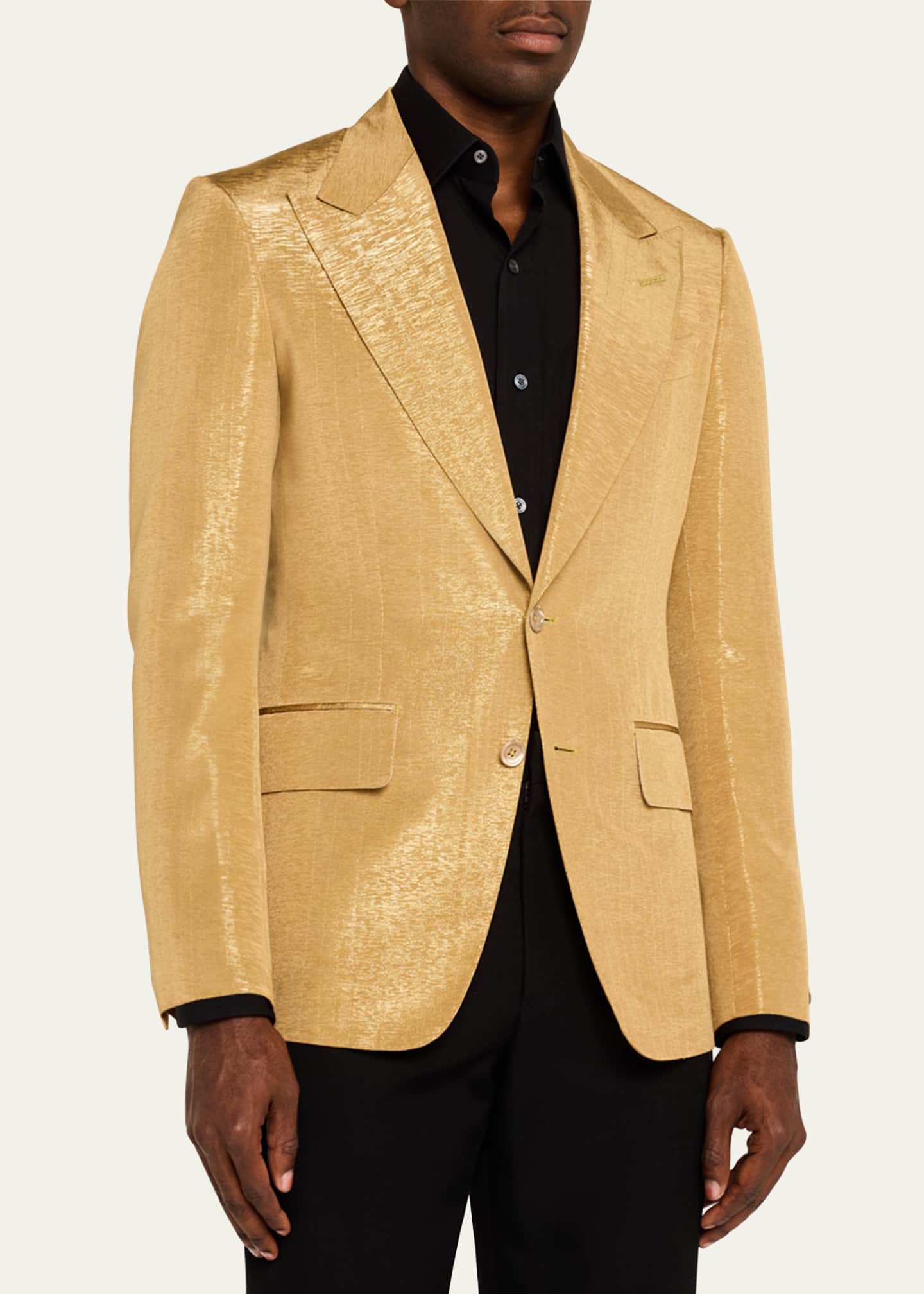 TOM FORD Men's Shelton Metallic Slub Moire Cocktail Jacket Image 4 of 5