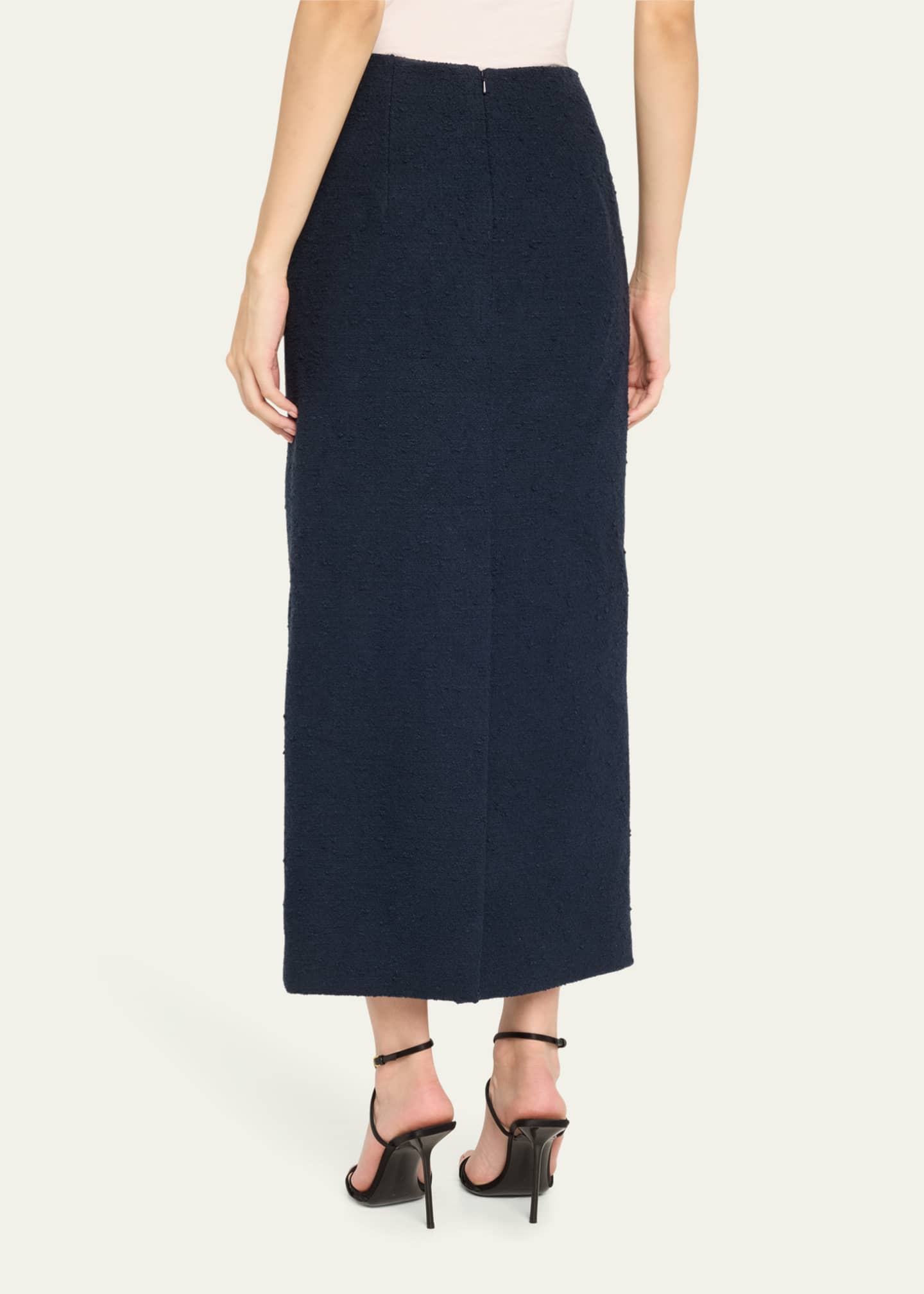Oscar de la Renta Tweed Wool Orchid Embroidered Skirt Image 3 of 5
