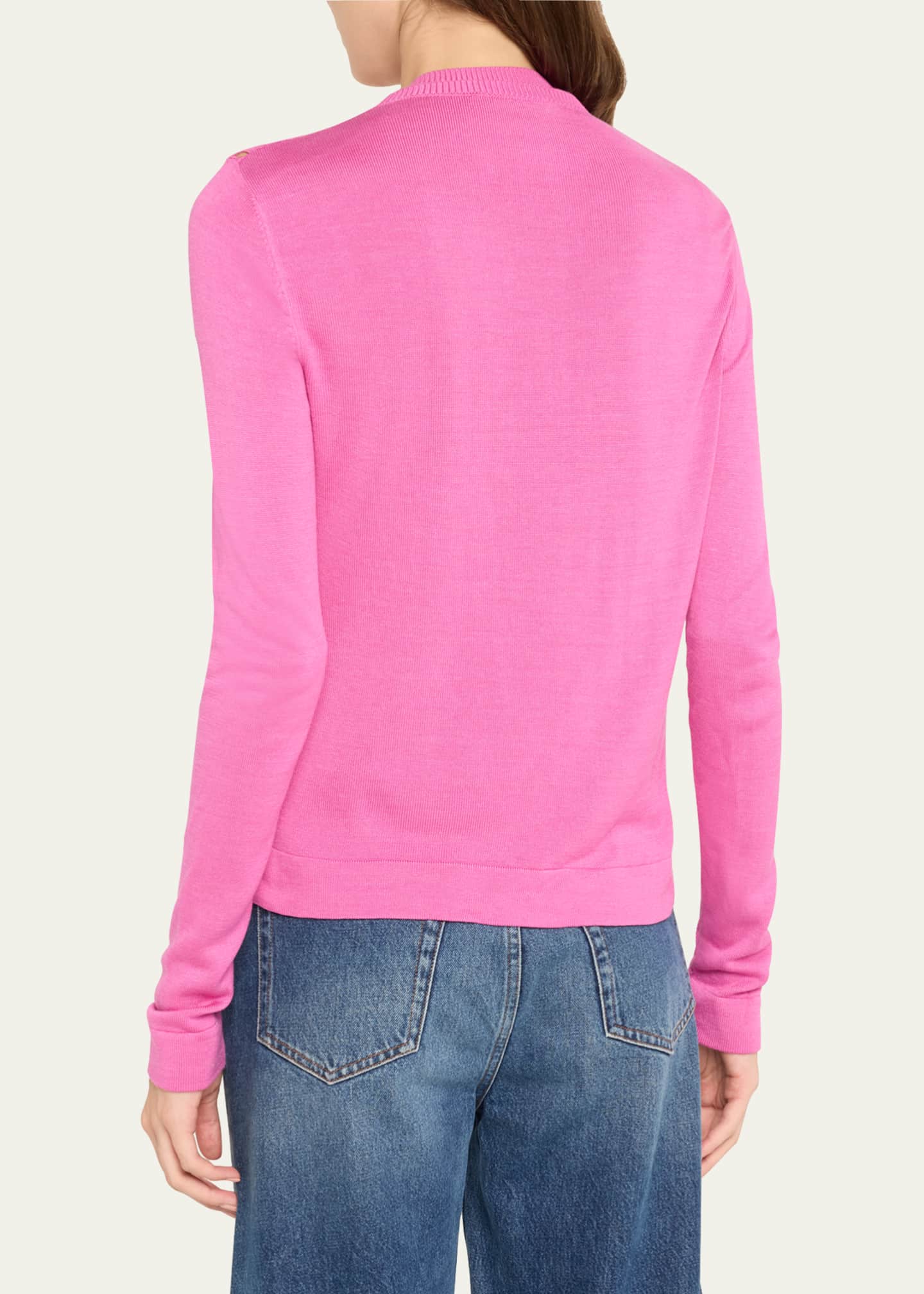 Oscar de la Renta Orchid Guipure Inset Cardigan Image 3 of 5