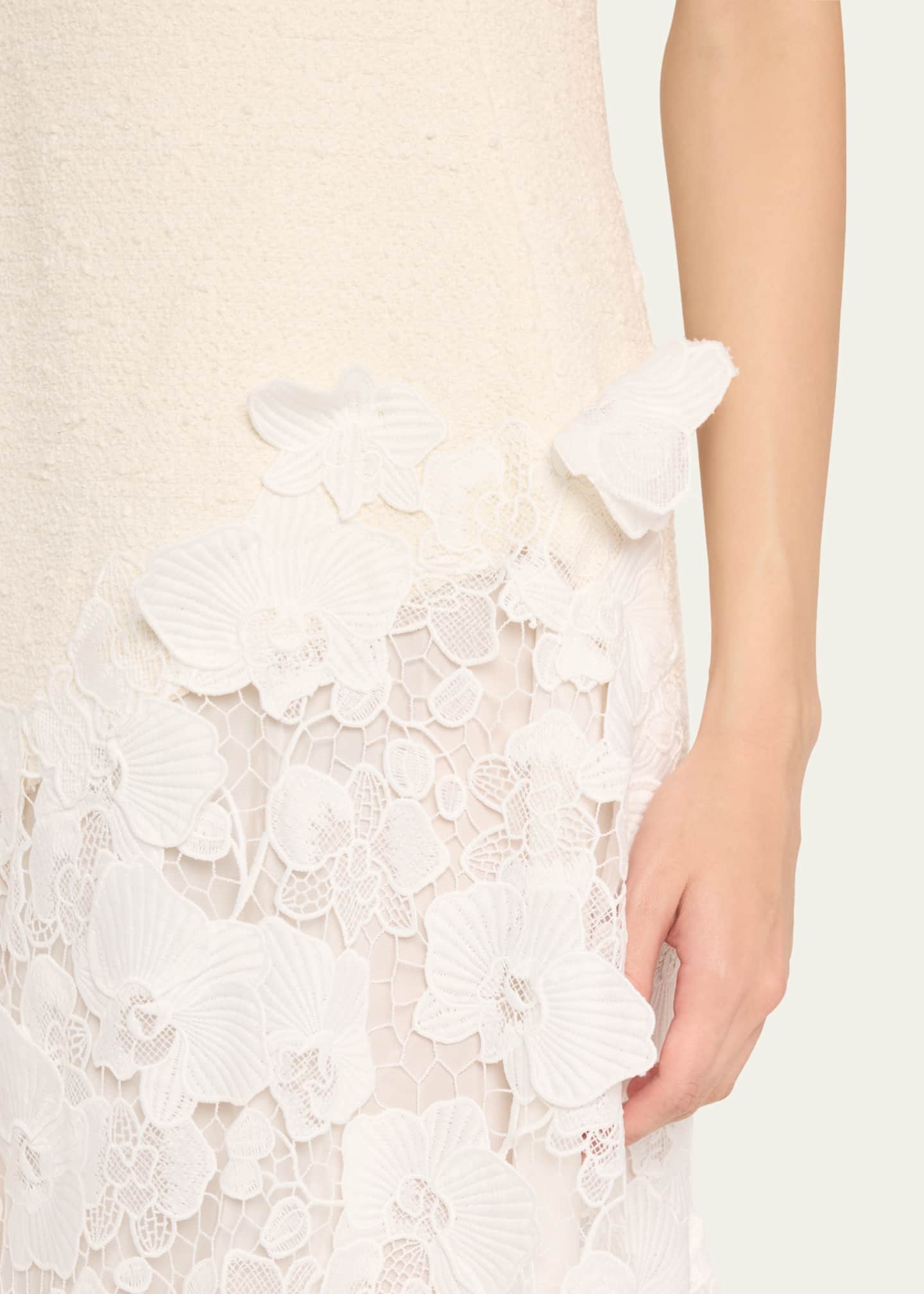 Oscar de la Renta Long Tweed Lace Guipure Dress Image 5 of 5