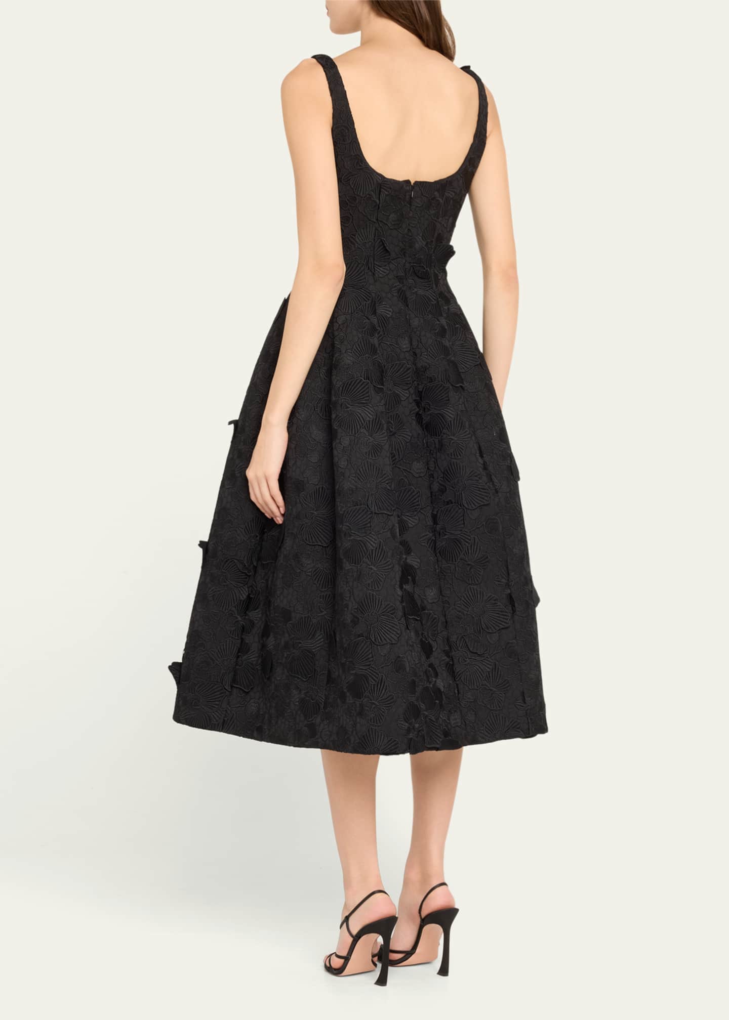 Oscar de la Renta Bonded Orchids Guipure Midi Dress Image 3 of 5