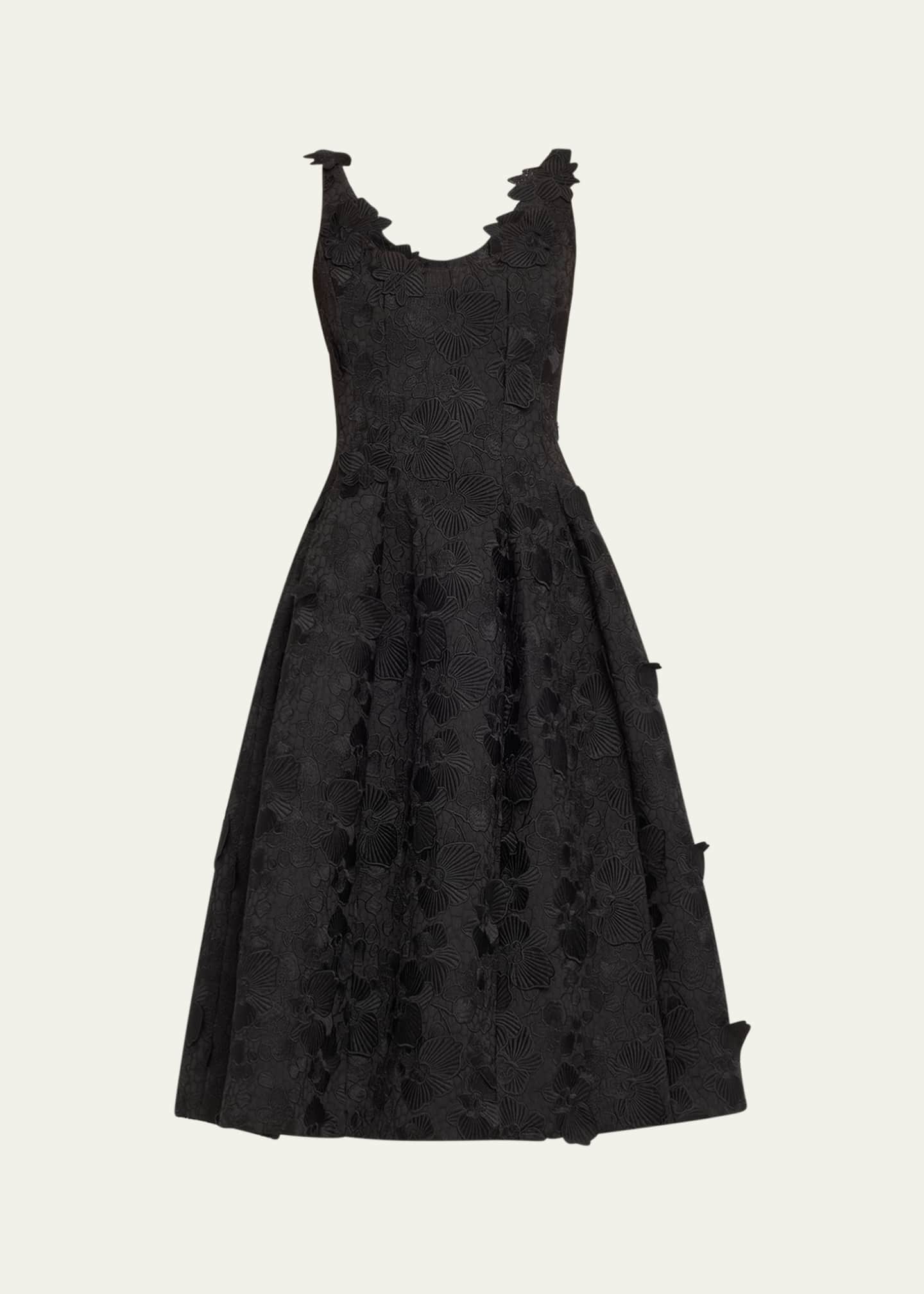 Oscar de la Renta Bonded Orchids Guipure Midi Dress Image 1 of 5