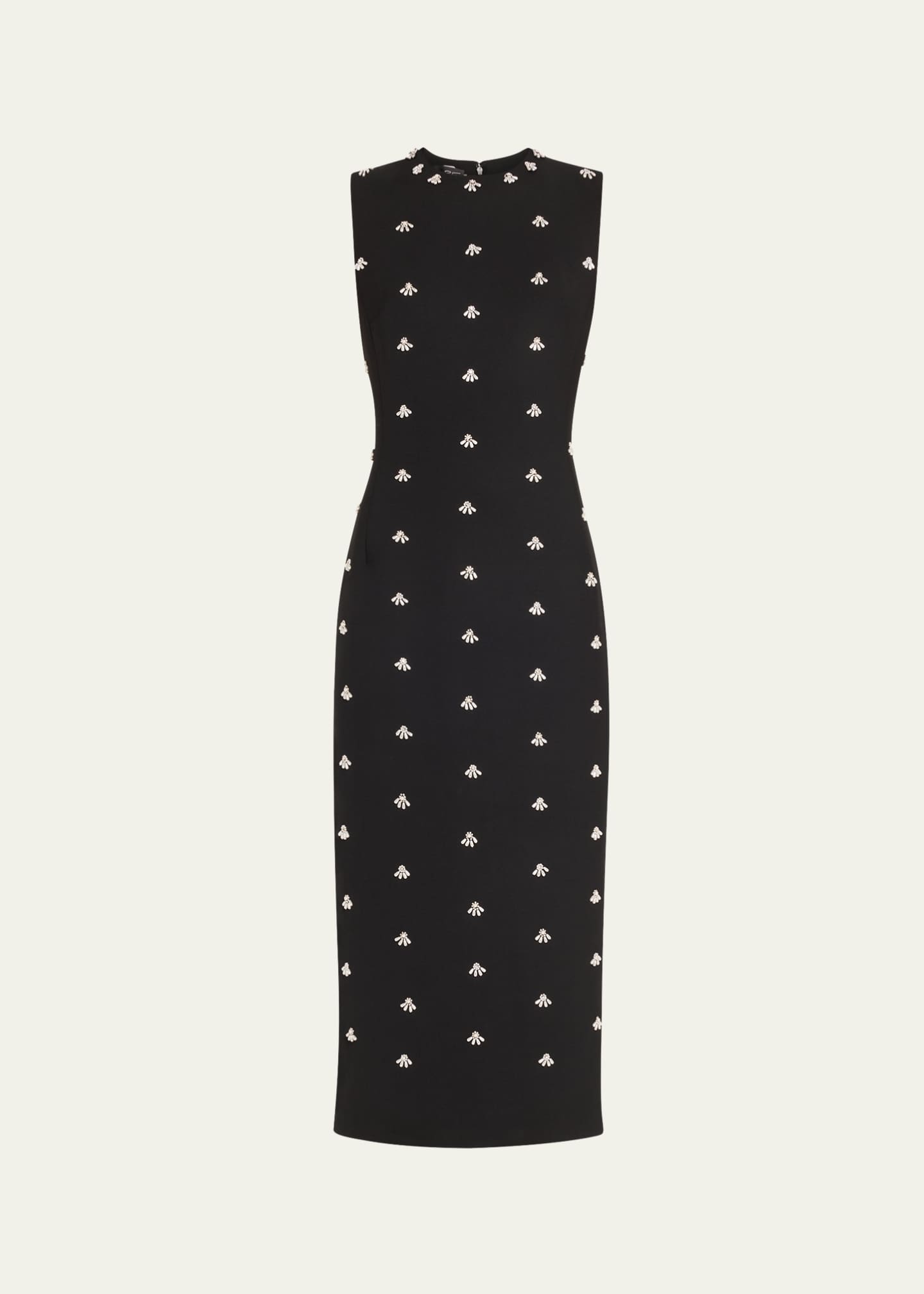 Oscar de la Renta Pearl Cabochon Wool Midi Cocktail Dress Image 1 of 5
