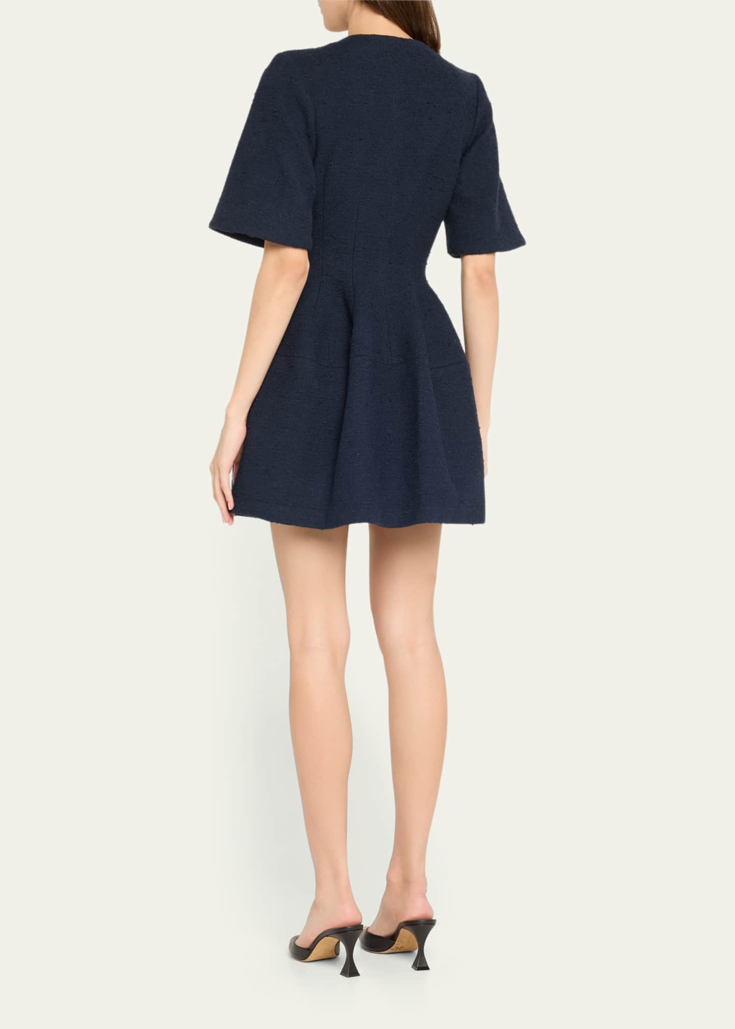Oscar de la Renta Zip Front Wool Tweed Mini Dress Image 3 of 5