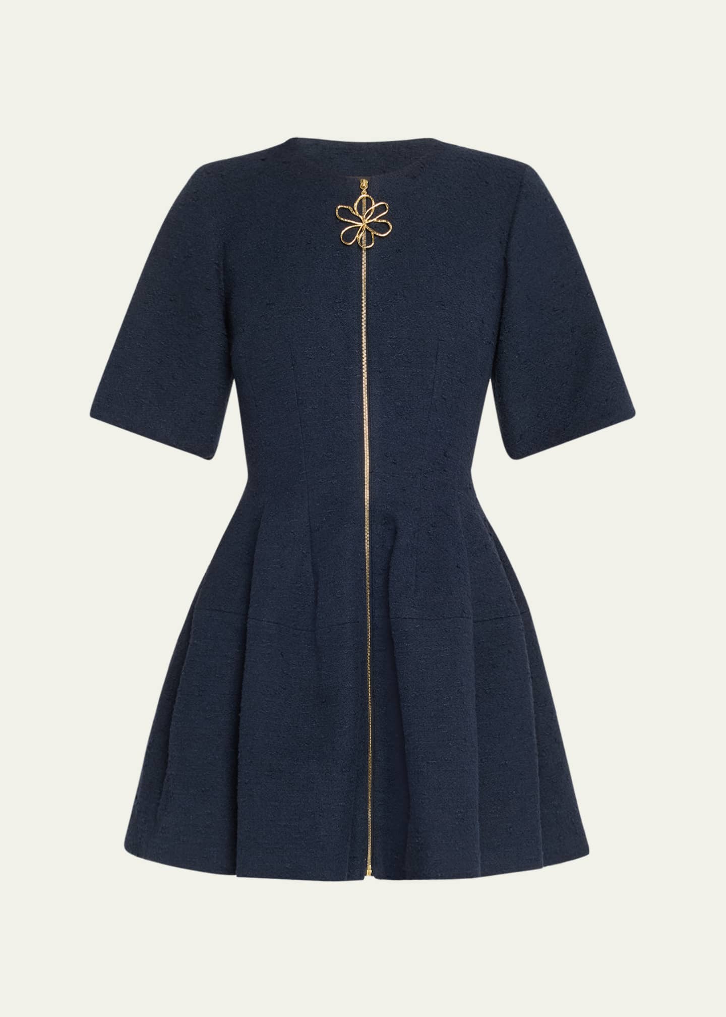 【AMOMENTO】24fw WOOL TWEED DRESS ELOISE Wide collar double breasted detail tweed dress (Ivory