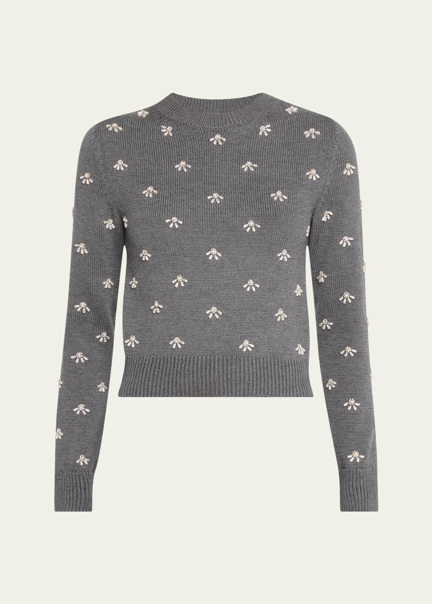 Oscar de la Renta Pearl Cabochon Wool Pullover Image 1 of 5