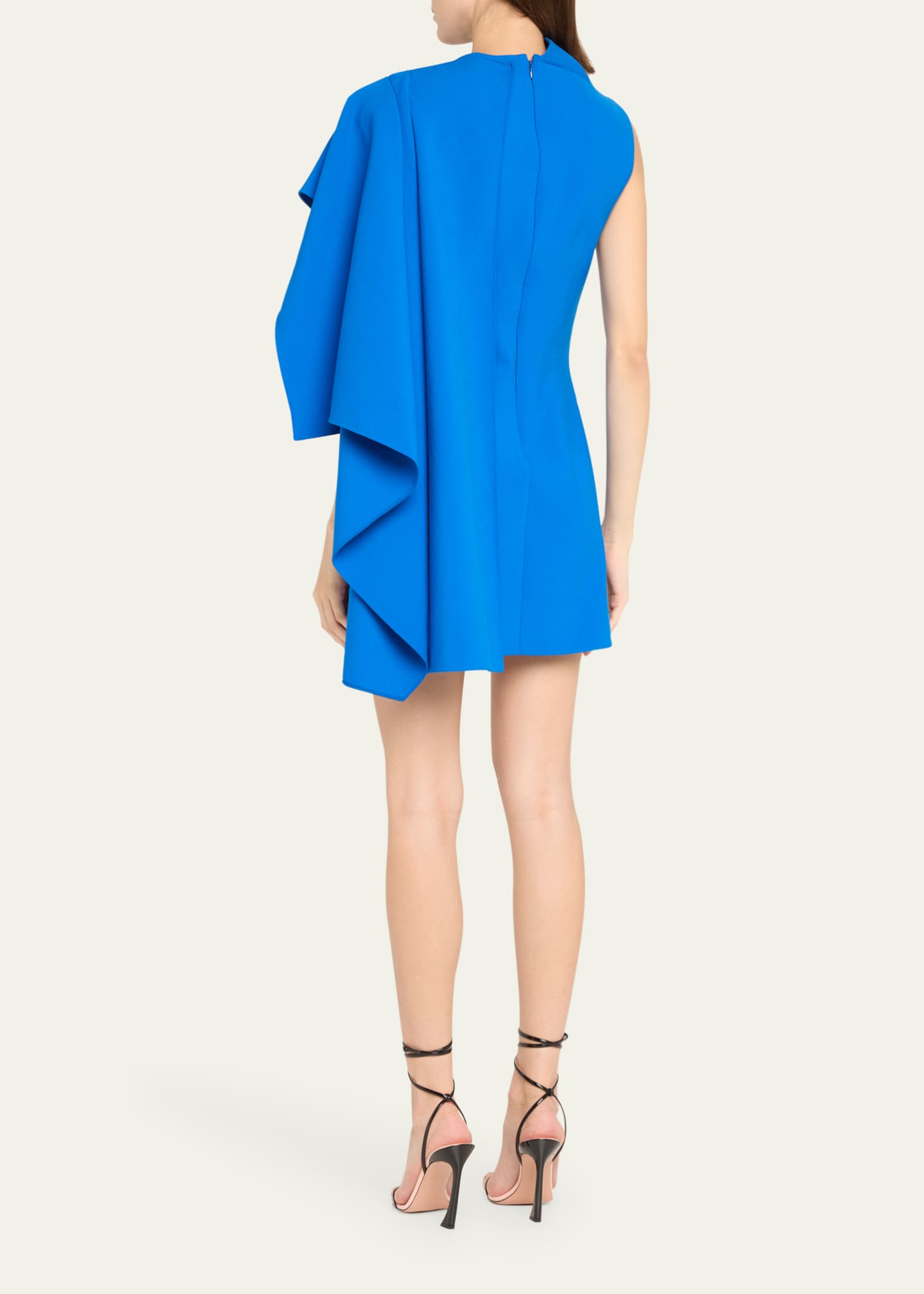 Oscar de la Renta One Shoulder Cape Detail Stretch Wool Mini Dress Bergdorf Goodman