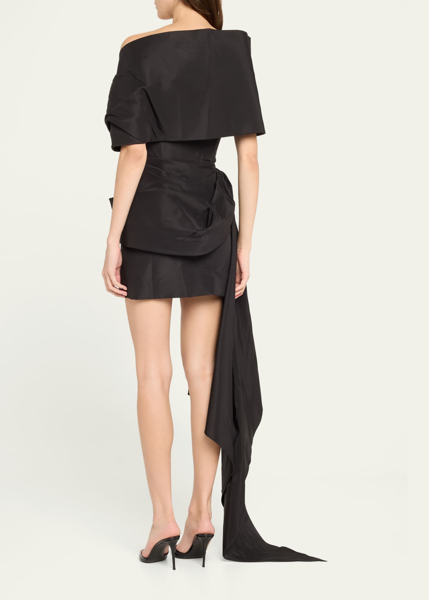 Oscar de la Renta Draped Mini Cocktail Dress With Draped Stole Image 3 of 5