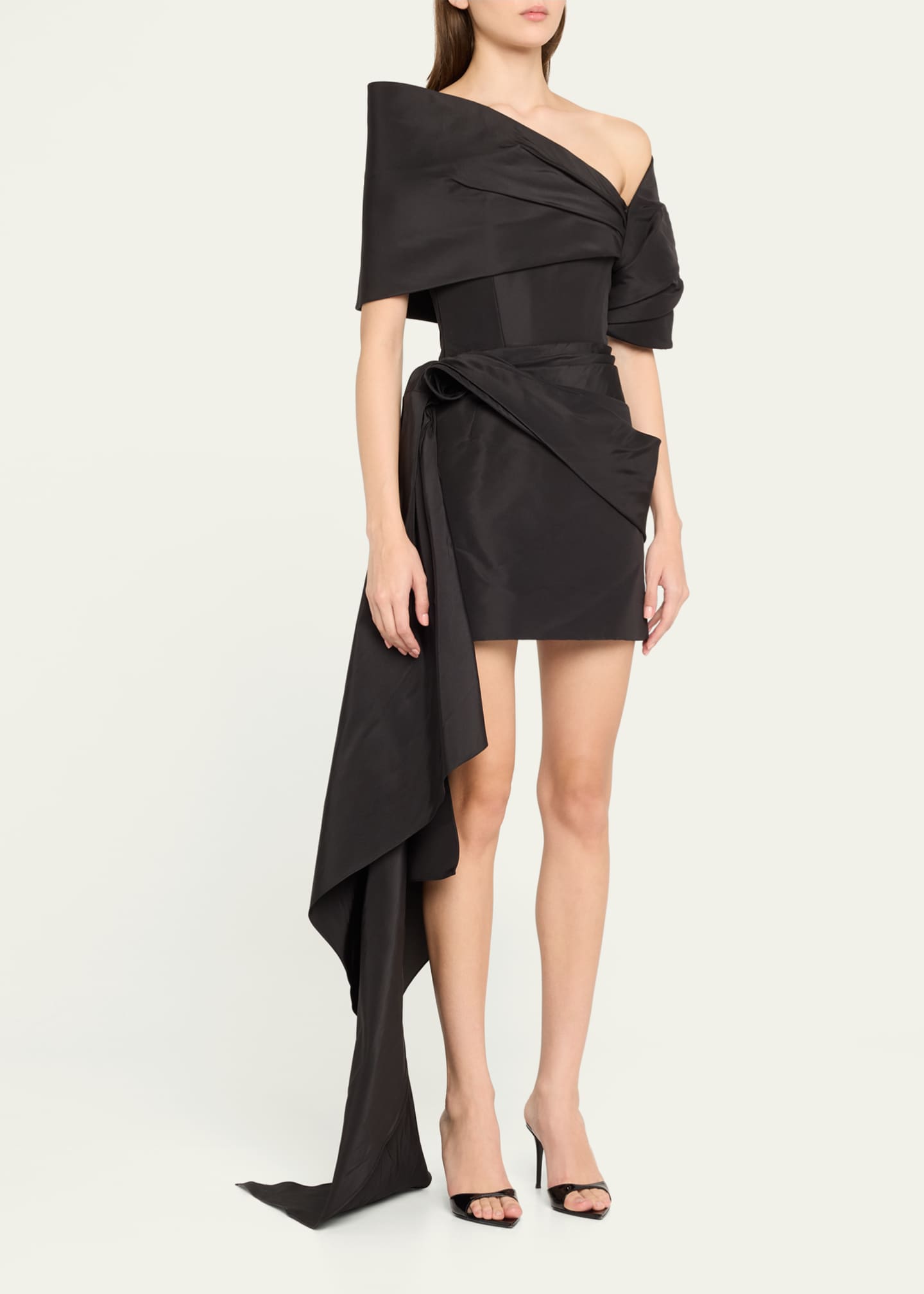 Oscar de la Renta Draped Mini Cocktail Dress With Draped Stole Image 4 of 5