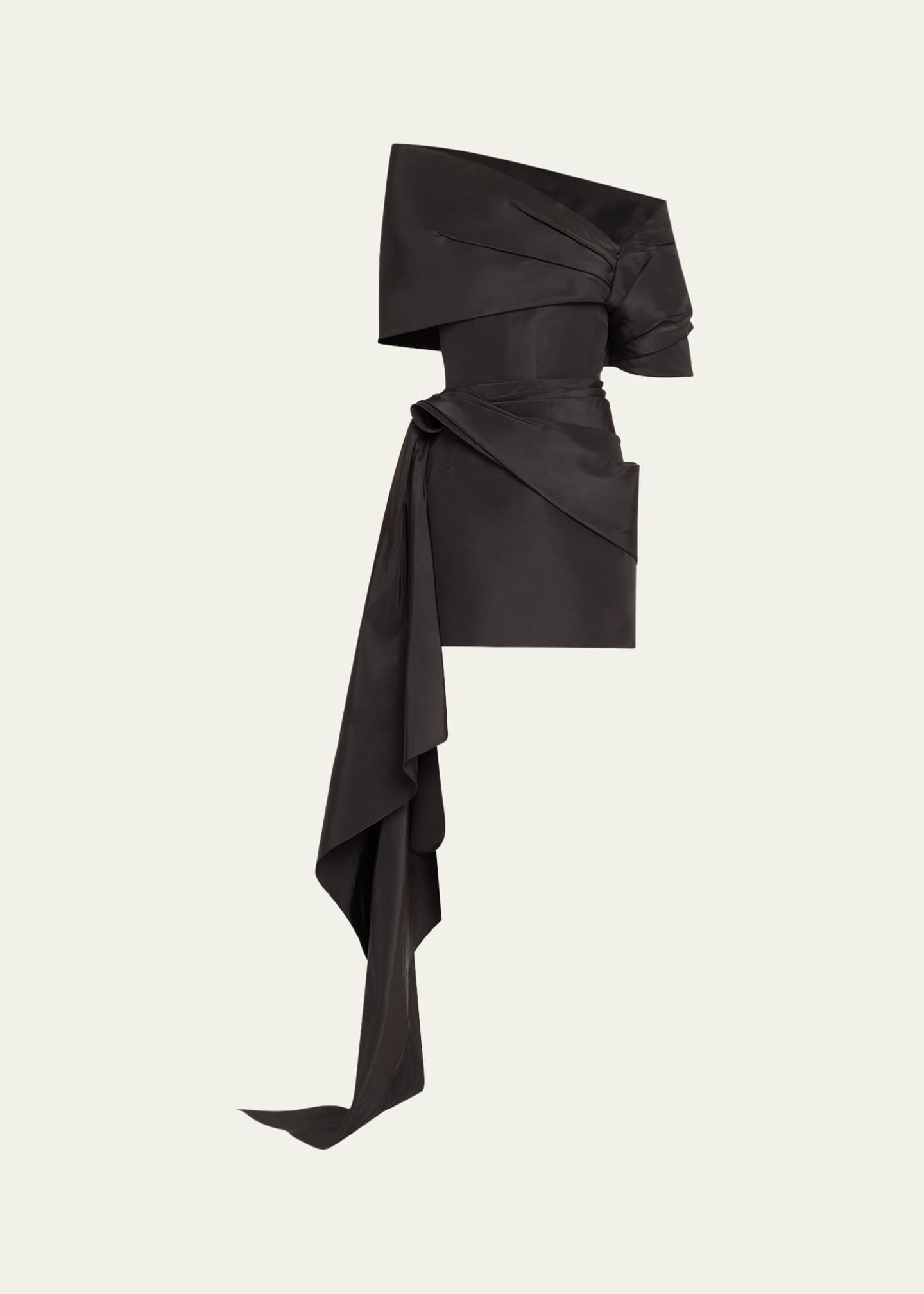 Oscar de la Renta Draped Mini Cocktail Dress With Draped Stole Image 1 of 5