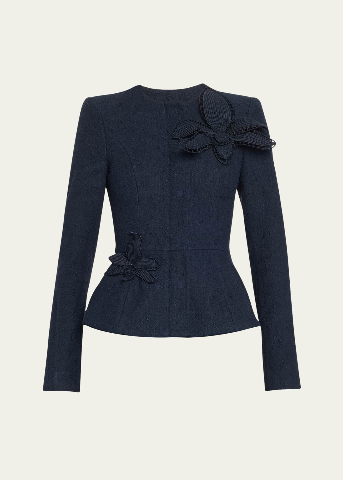 Oscar de La Renta Orchid Embroidered Tweed Jacket 2