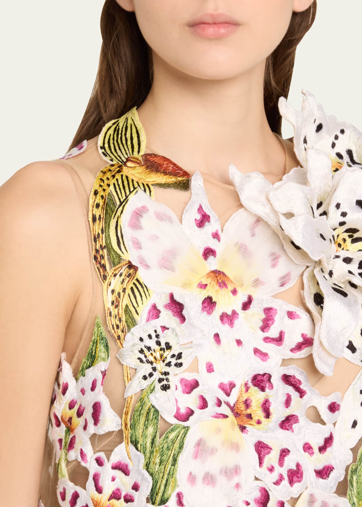 Oscar de la Renta Orchid Threadwork Mini Shift Dress Image 5 of 5