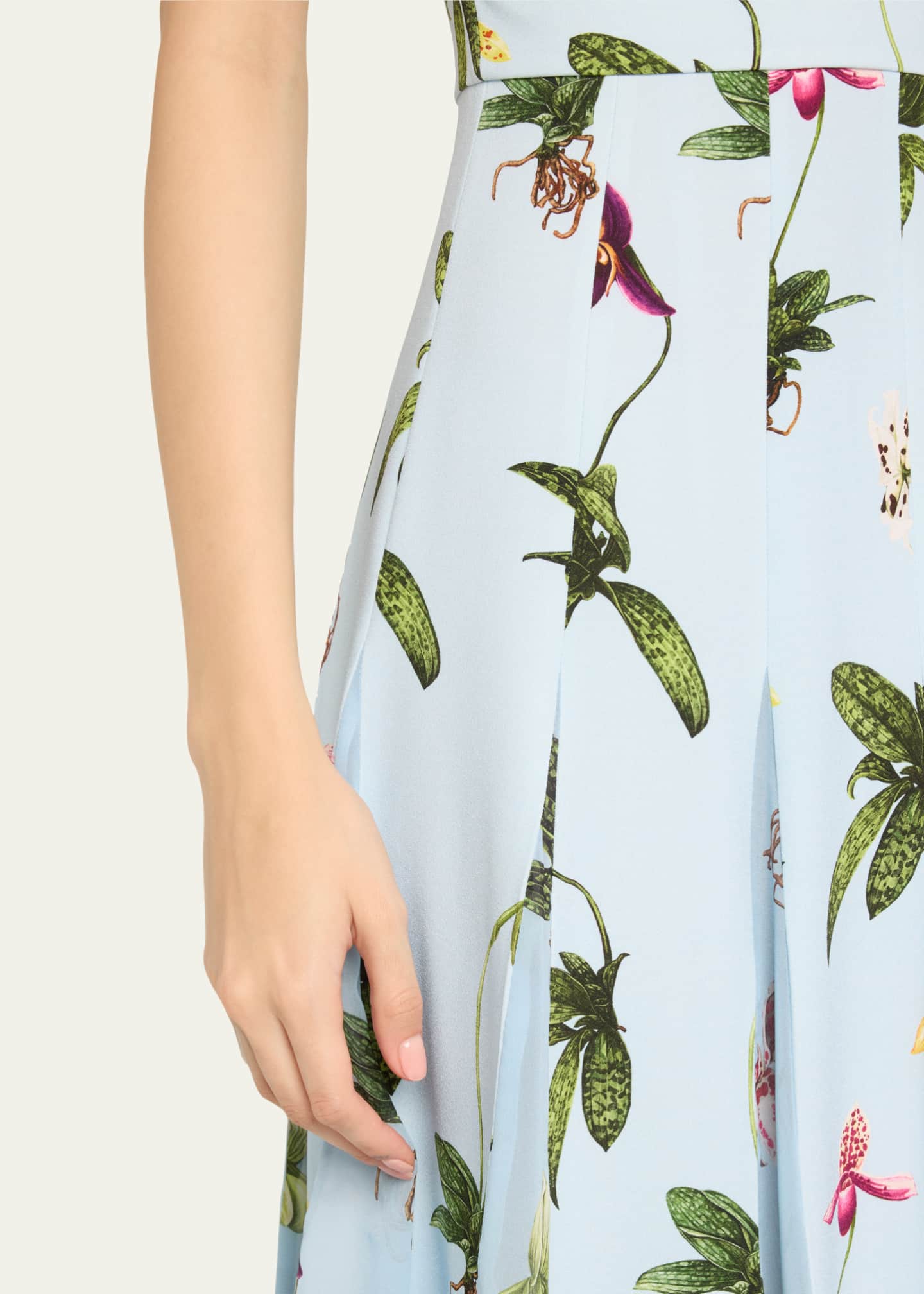 Oscar de la Renta Orchids Cady Belted Midi Dress Image 5 of 5