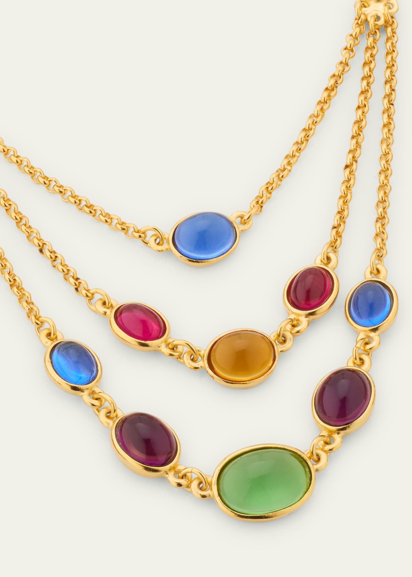 Ben-Amun Gold Plated Chain Necklace with Multicolor Glass Stones, 17"L Image 3 of 4