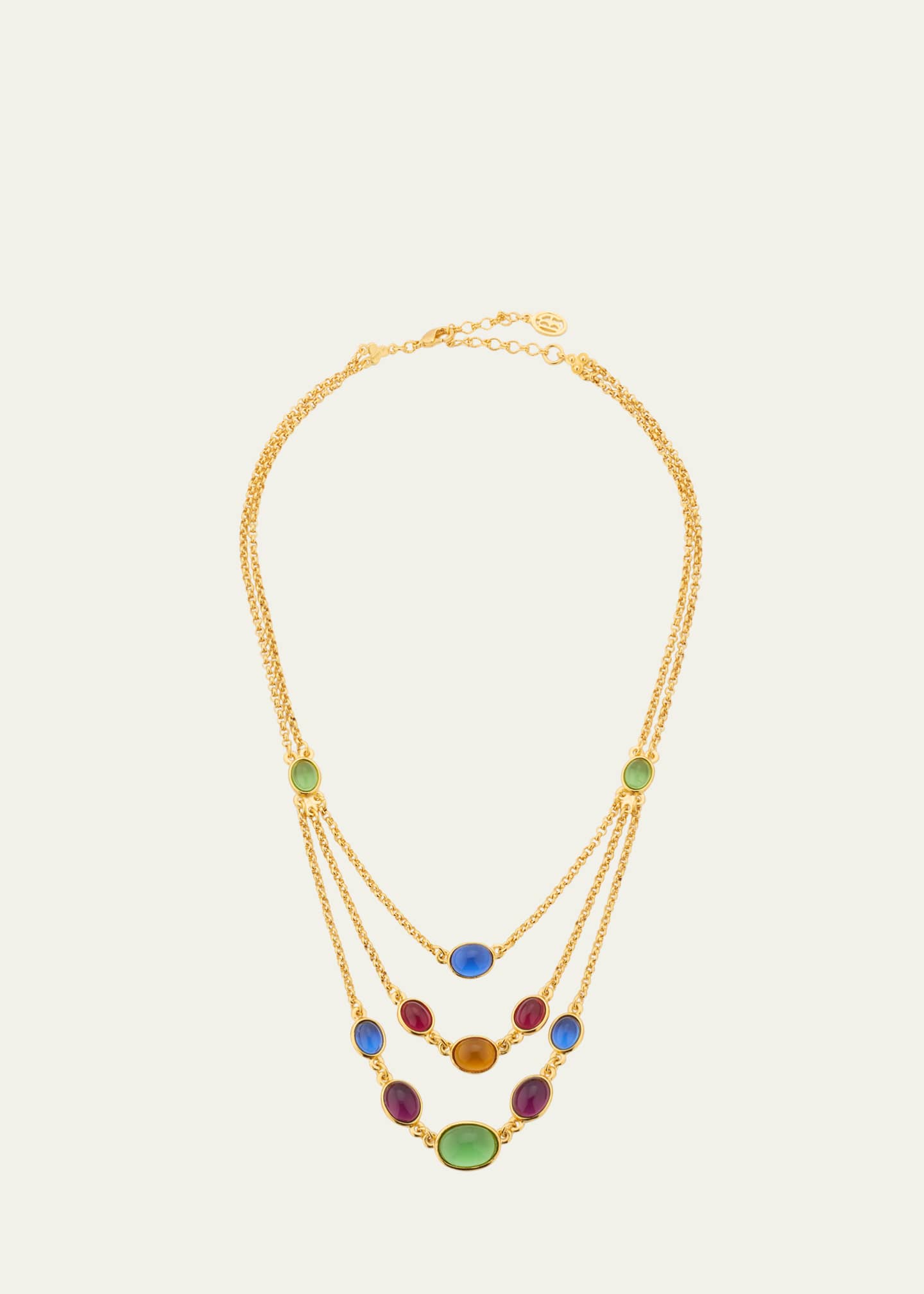 Ben-Amun Gold Plated Chain Necklace with Multicolor Glass Stones, 17"L Image 1 of 4