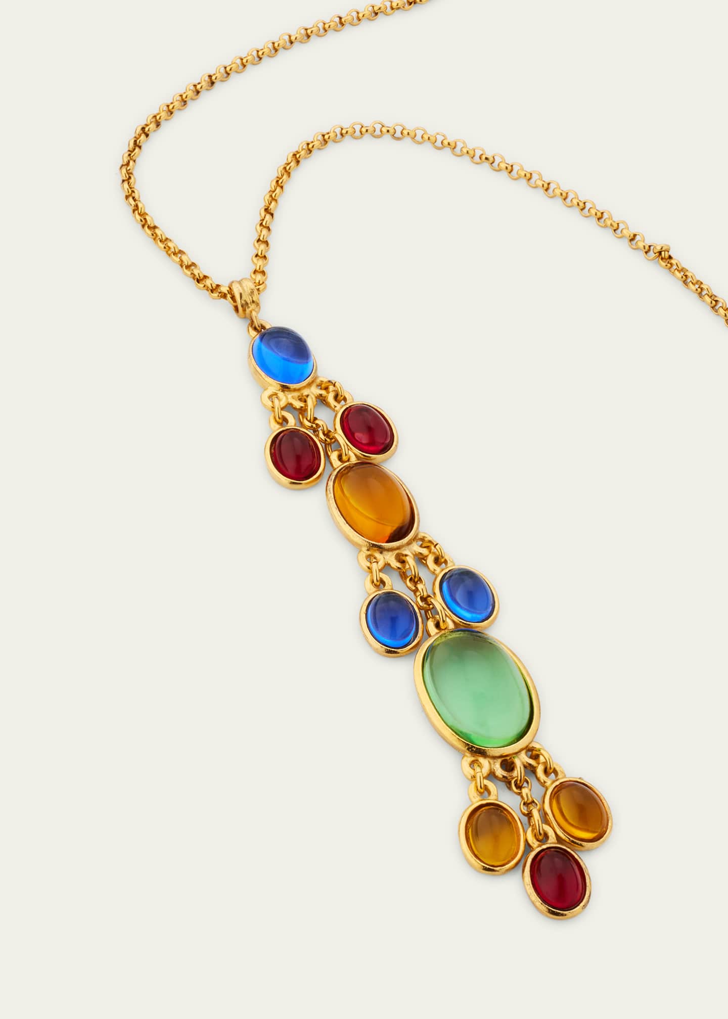 Ben-Amun Gold Plated Chain Necklace with Multicolor Glass Stones, 28"L Image 3 of 4