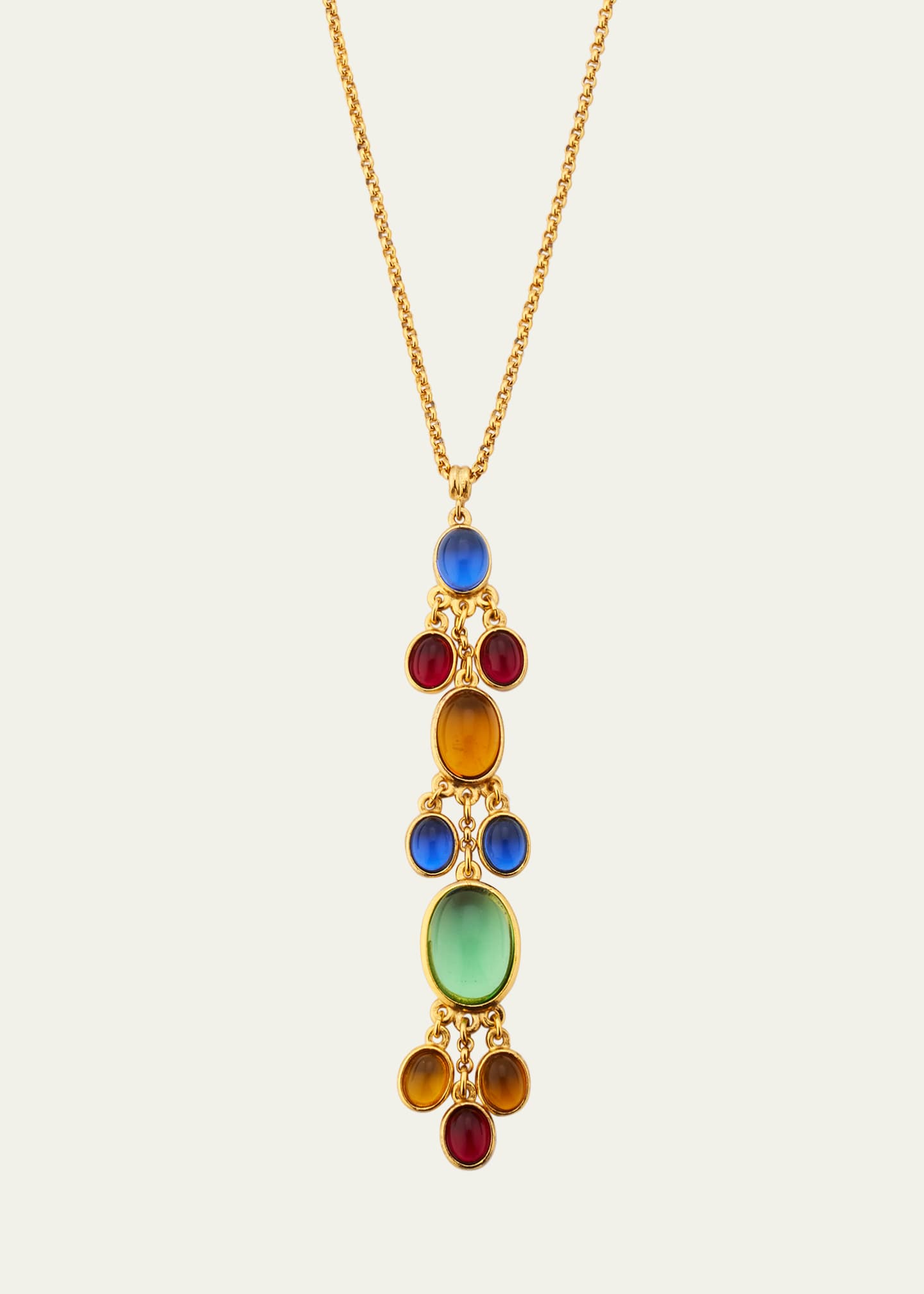 Ben-Amun Gold Plated Chain Necklace with Multicolor Glass Stones, 28"L Image 1 of 4
