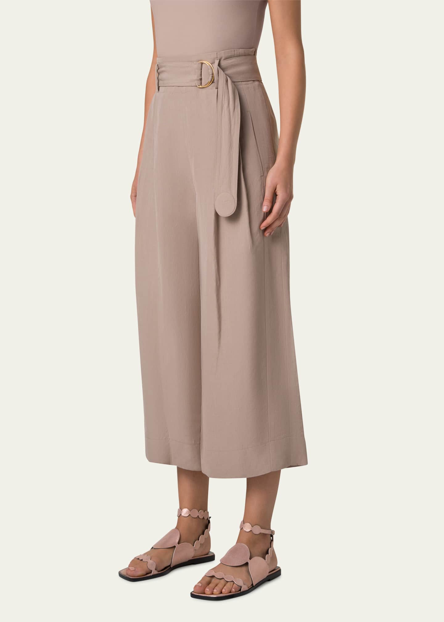 Akris punto Fiorella Belted Wide-Leg Culotte Pants Image 4 of 5