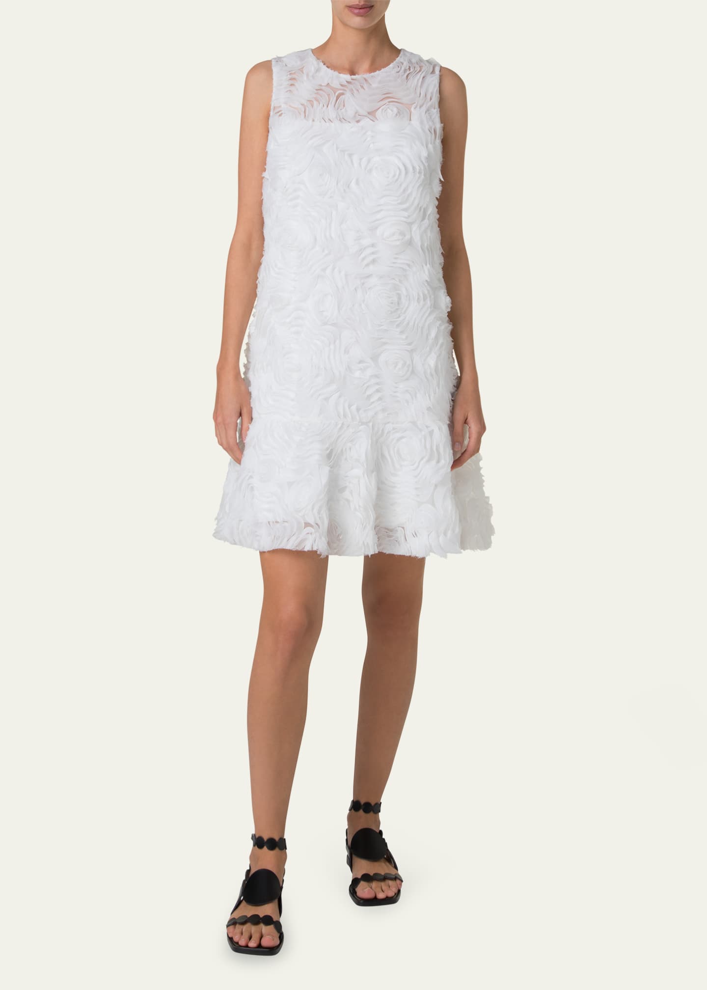 Akris punto 3D Carnation Tulle Embroidered Sleeveless Dress Image 2 of 5